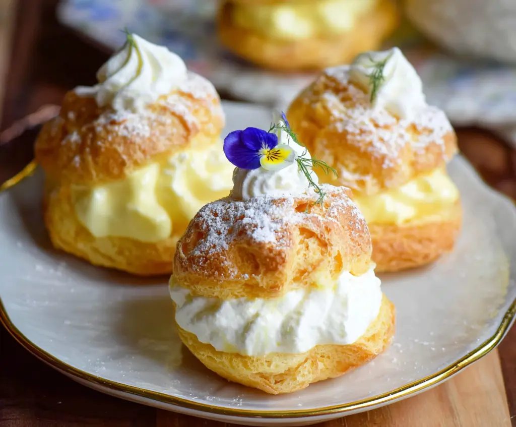 Delicious Springtime Lemon Cream Puffs with fresh lemon zest and creamy filling, perfect for spring desserts.