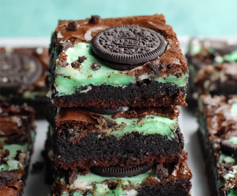 Triple Layer Fudgy Mint Oreo Brownies