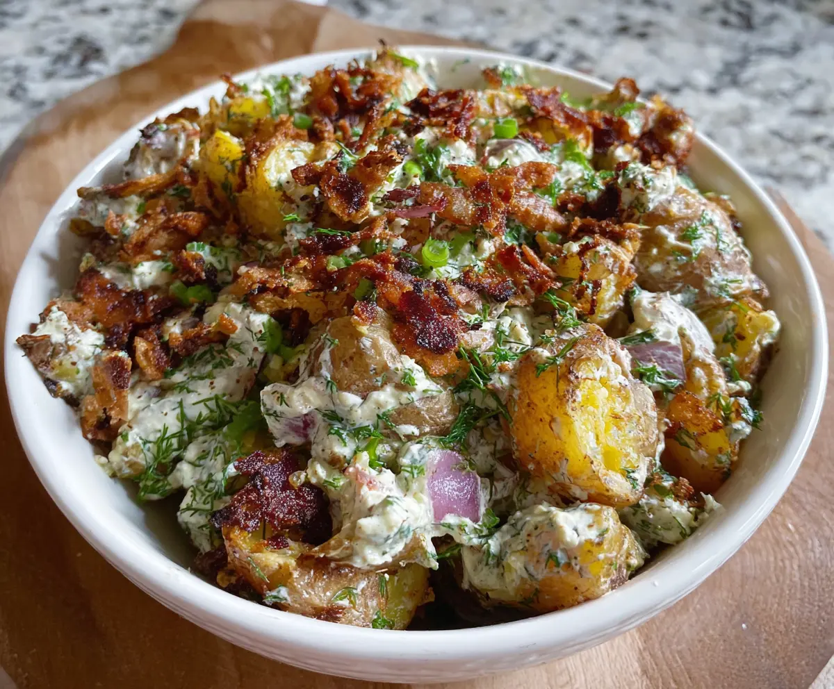Easy Crispy Smashed Potato Salad