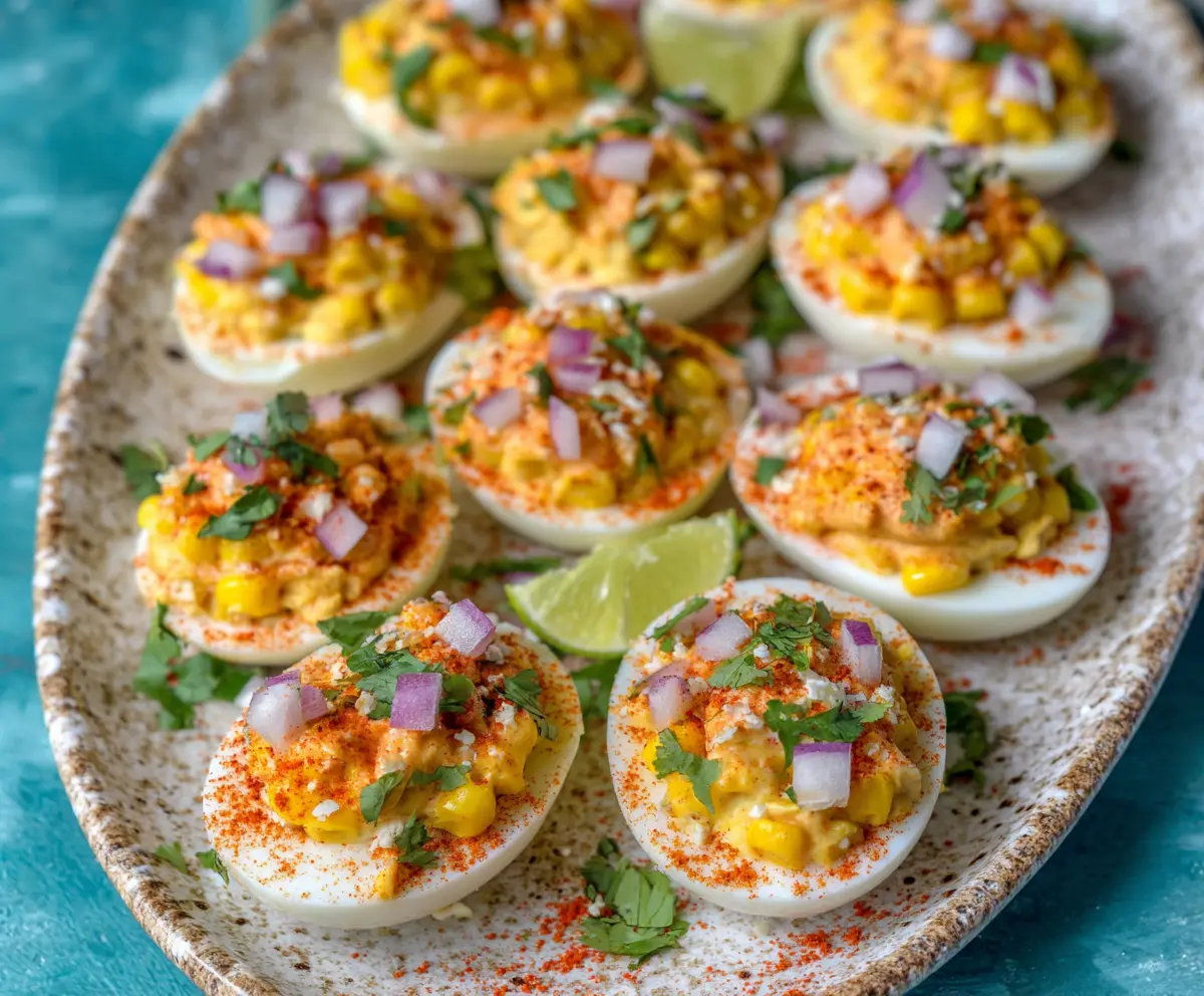 Elote Deviled Eggs Recipe - Fiesta Flavor!