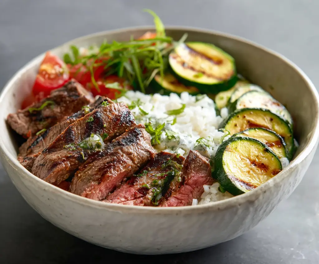 Grilled Steak Bowl with Zucchini