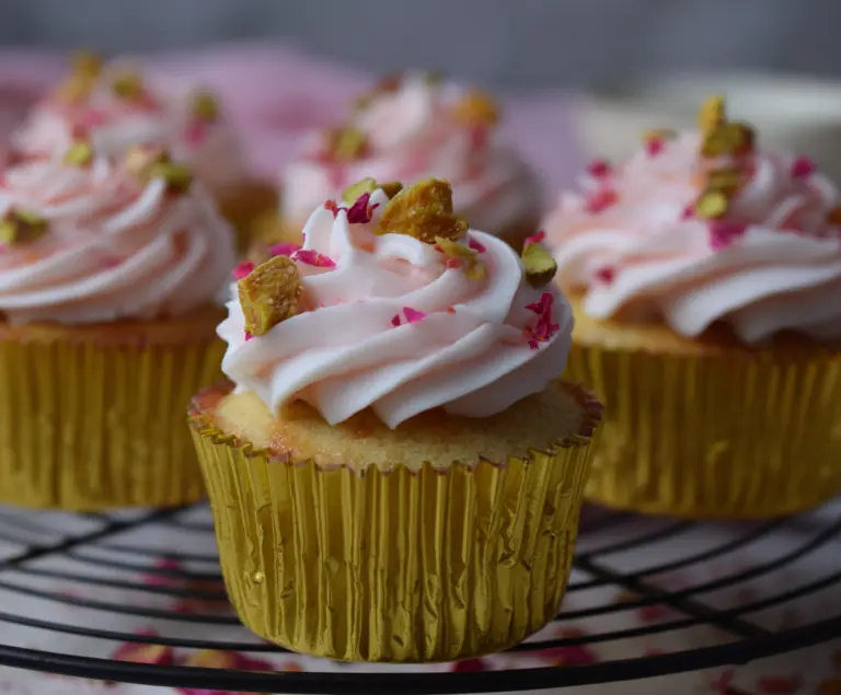 Honey Pistachio Rosewater Cupcakes
