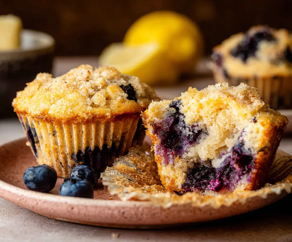 Easy Lemon Blueberry Sourdough Muffins