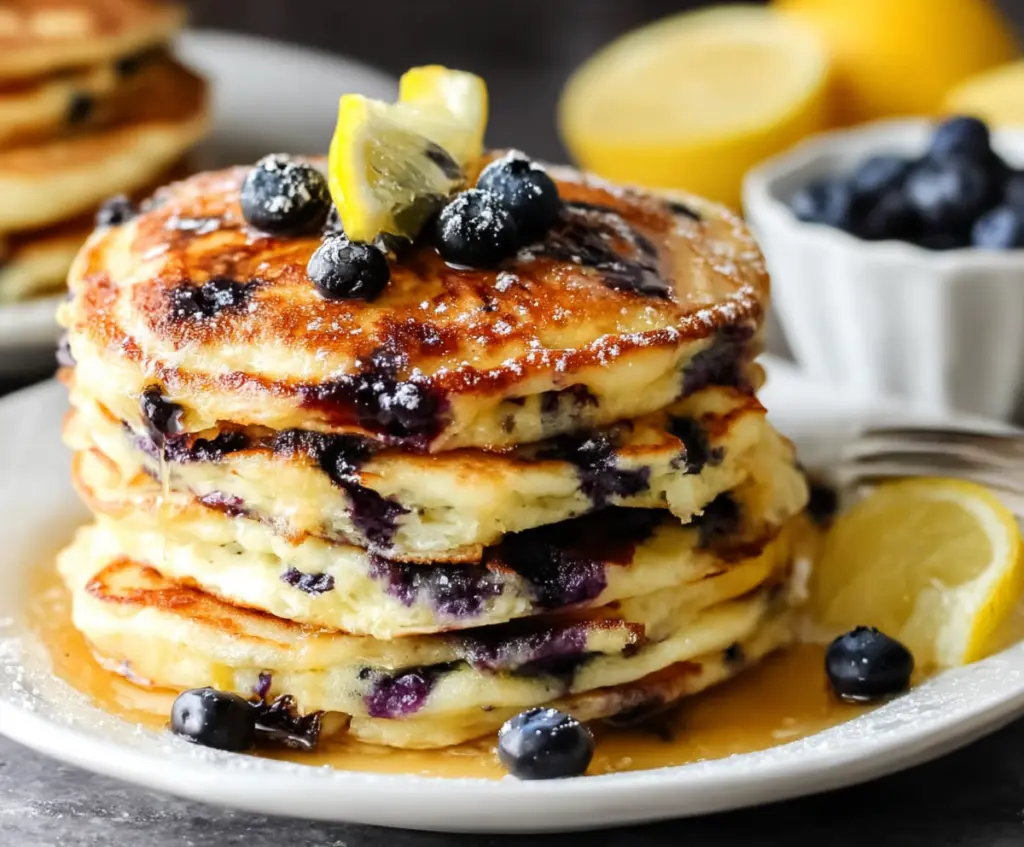 Lemon Blueberry Sourdough Pancakes