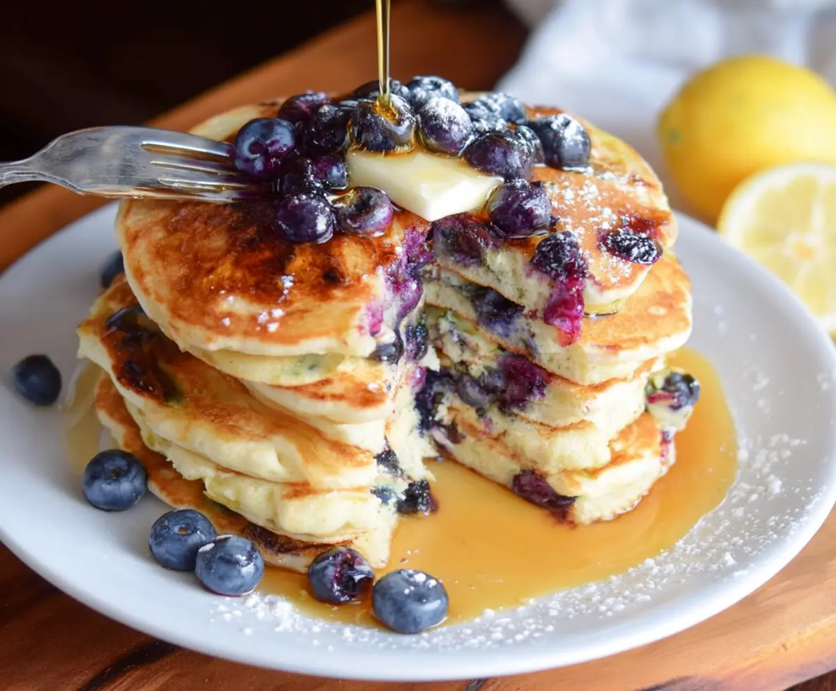 Lemon Blueberry Sourdough Pancakes