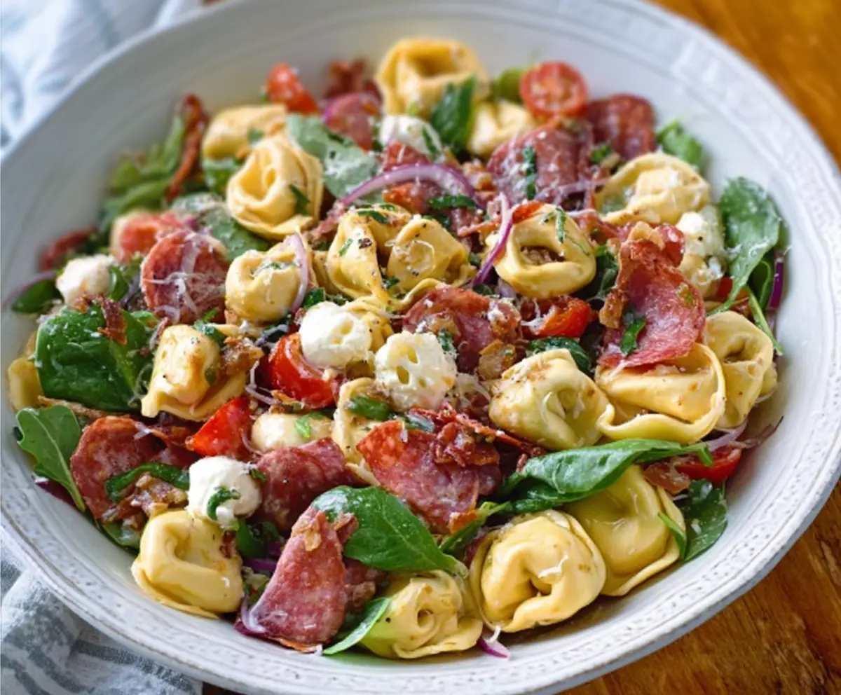 Easy Salami Mozzarella Tortellini Salad