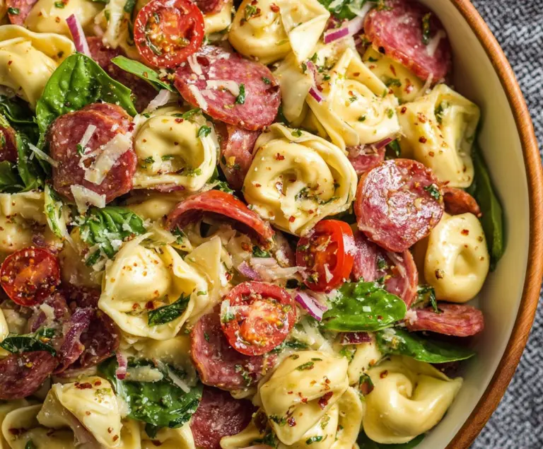 Salami Mozzarella Tortellini Pasta Salad