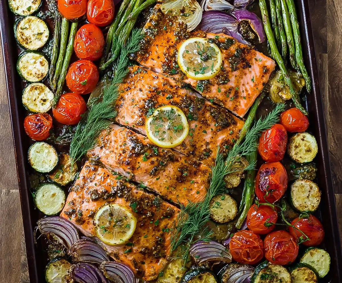 Easy Honey Mustard Salmon with Veggies