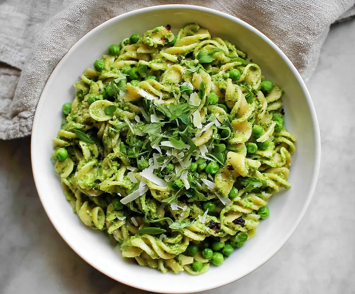 Fresh Spring Pea Pesto Pasta