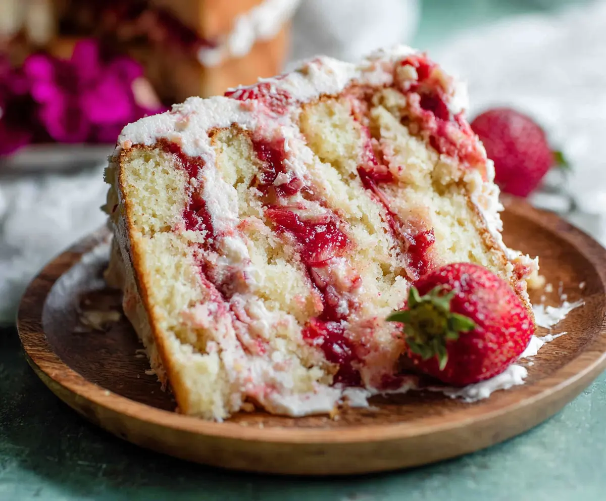 Easy Strawberry Rhubarb Layer Cake