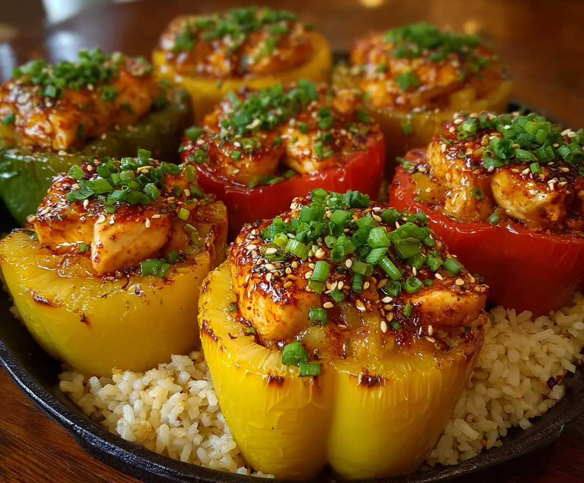 Easy Teriyaki Pineapple Chicken Stuffed Peppers