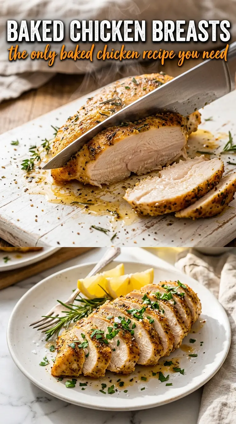 Baked chicken breasts with sauce and herbs