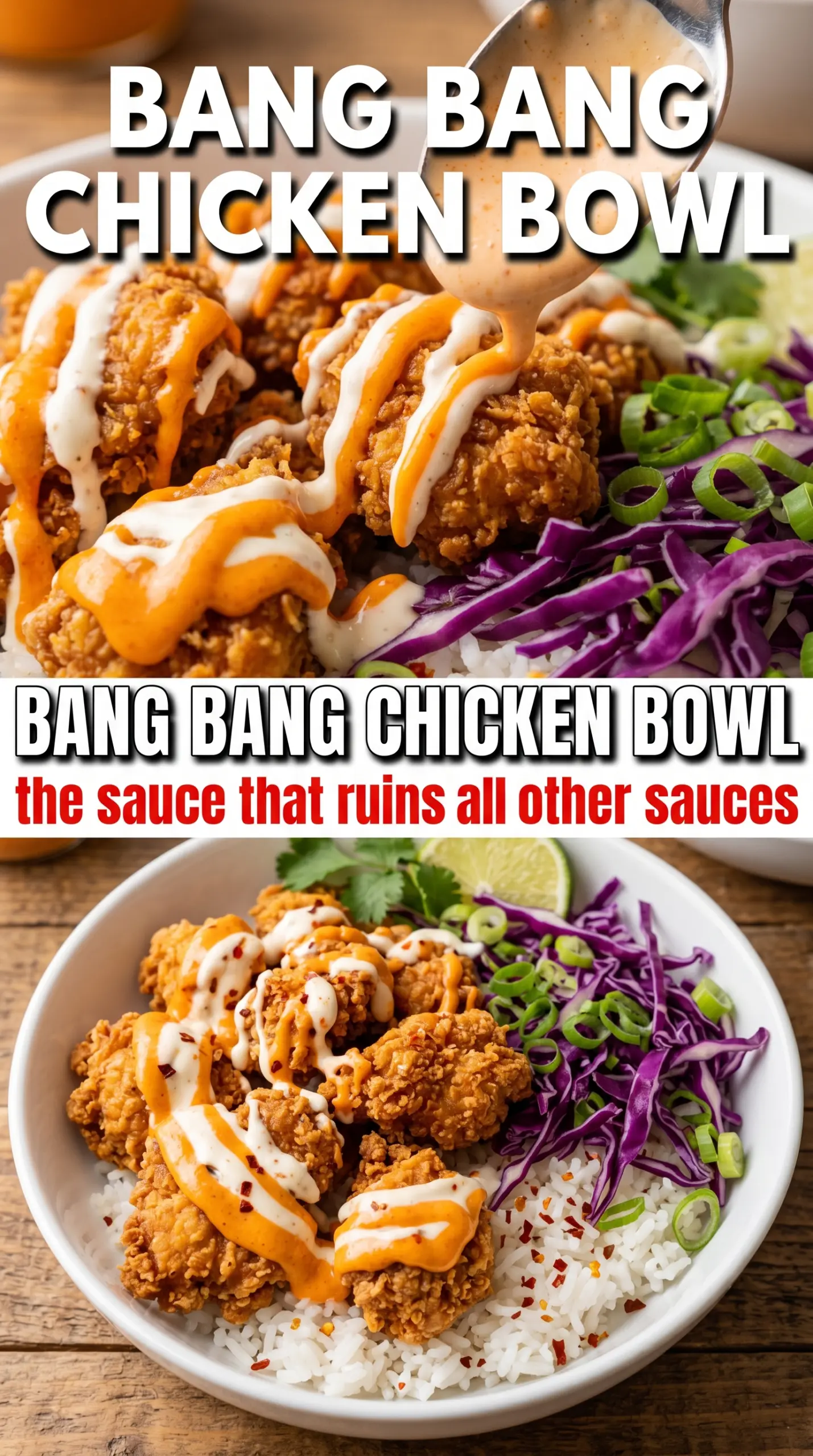 Bang Bang Chicken Bowl crispy saucy colorful