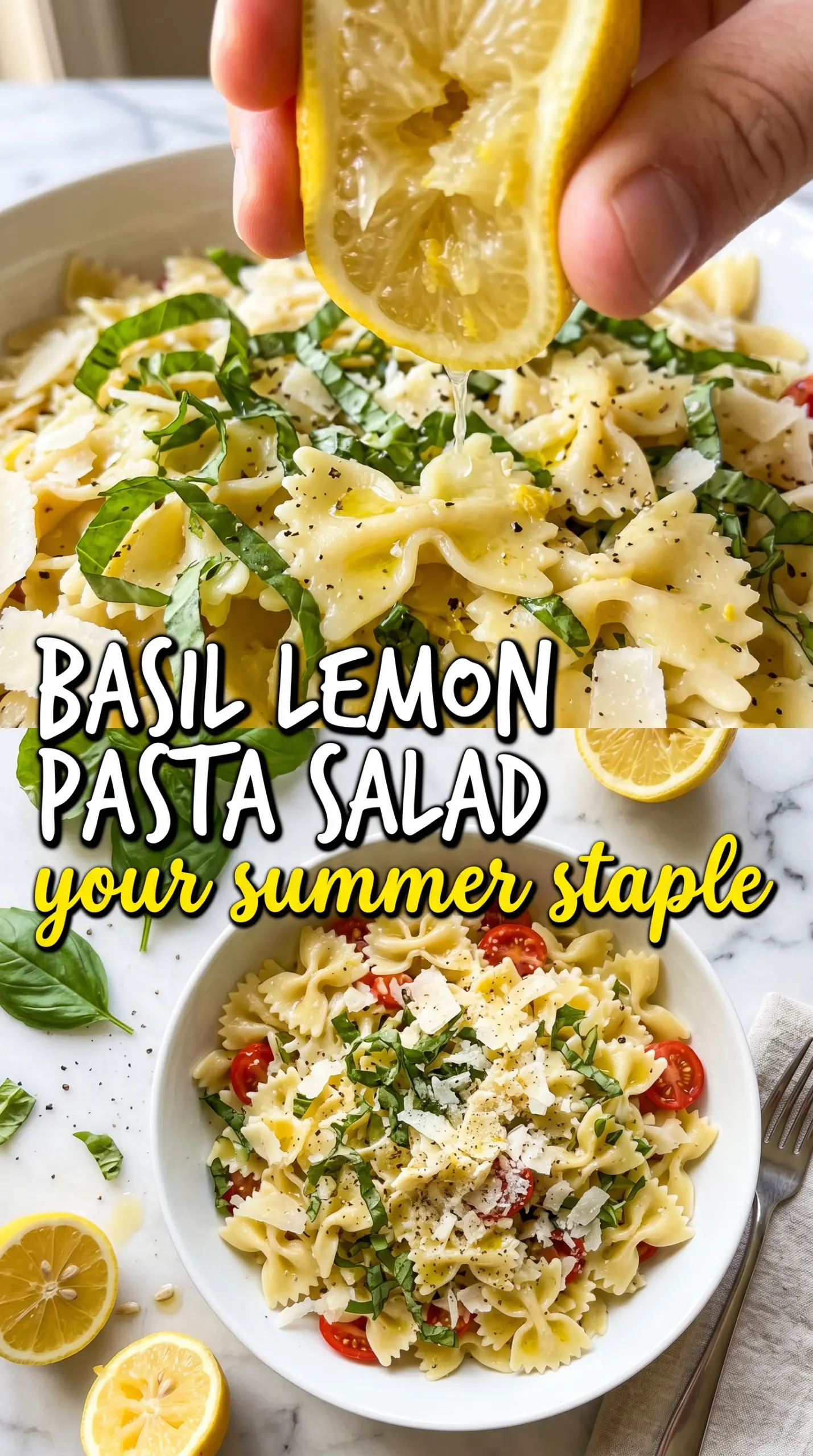 Basil lemon pasta salad bright herby pasta salad
