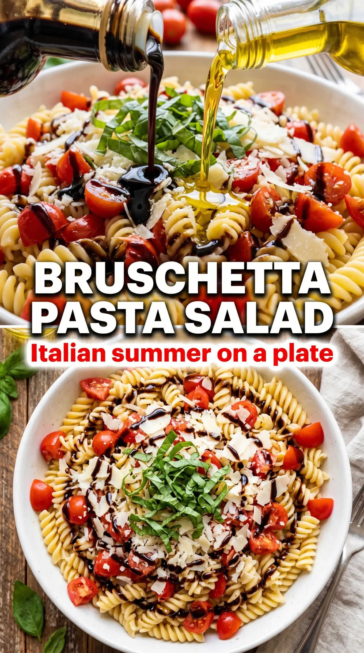 Bruschetta Pasta Salad fresh tomato basil garlicky