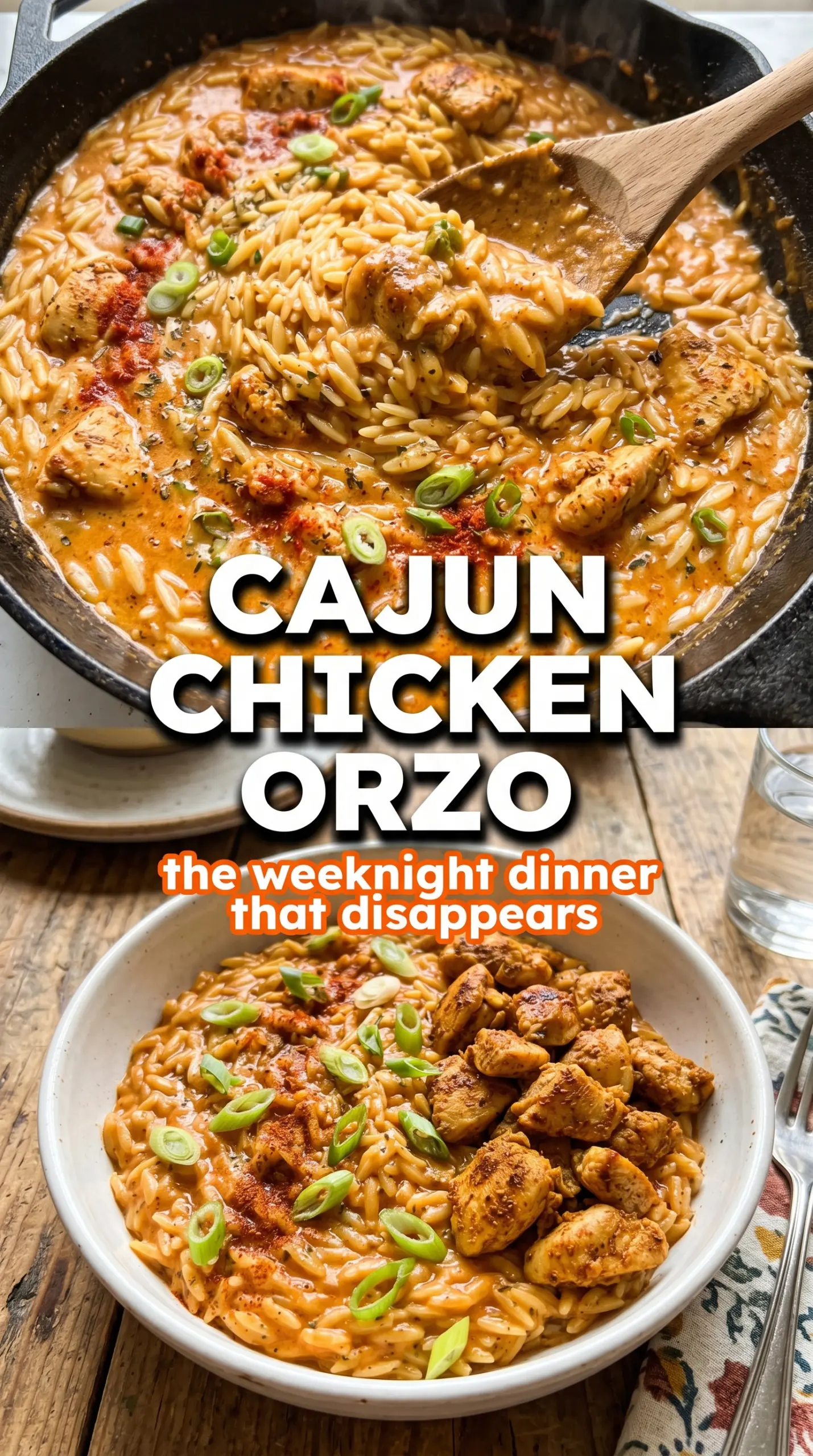 Cajun Chicken Orzo blackened creamy one-pan