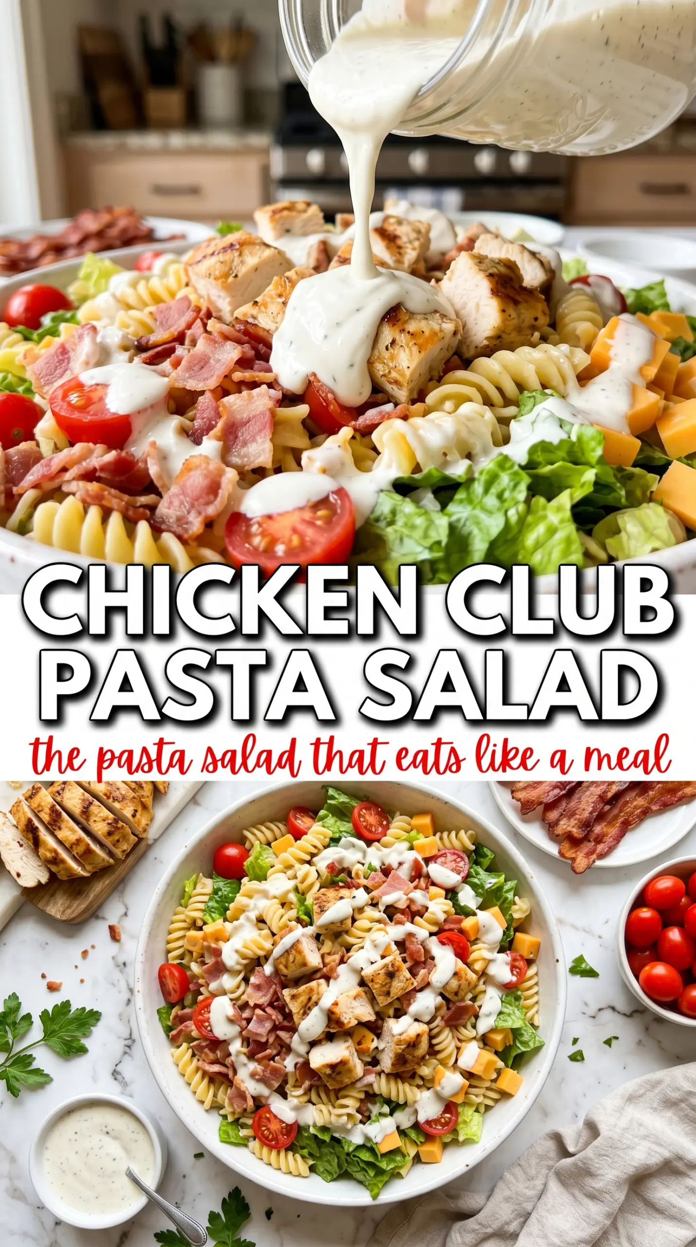 Chicken Club Pasta Salad creamy bacon avocado