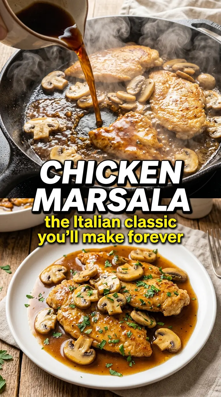 Chicken Marsala golden cutlets mushroom sauce