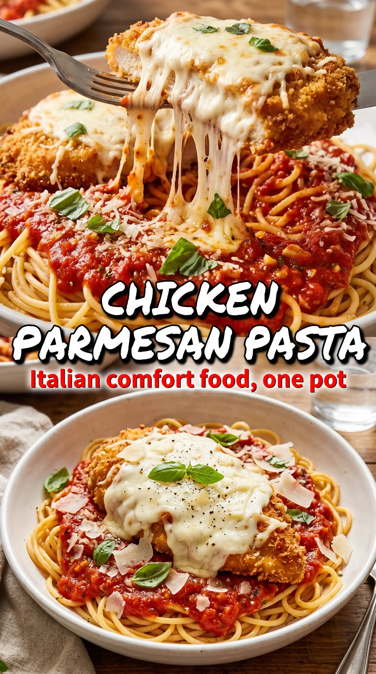Chicken Parmesan Pasta crispy cheesy penne