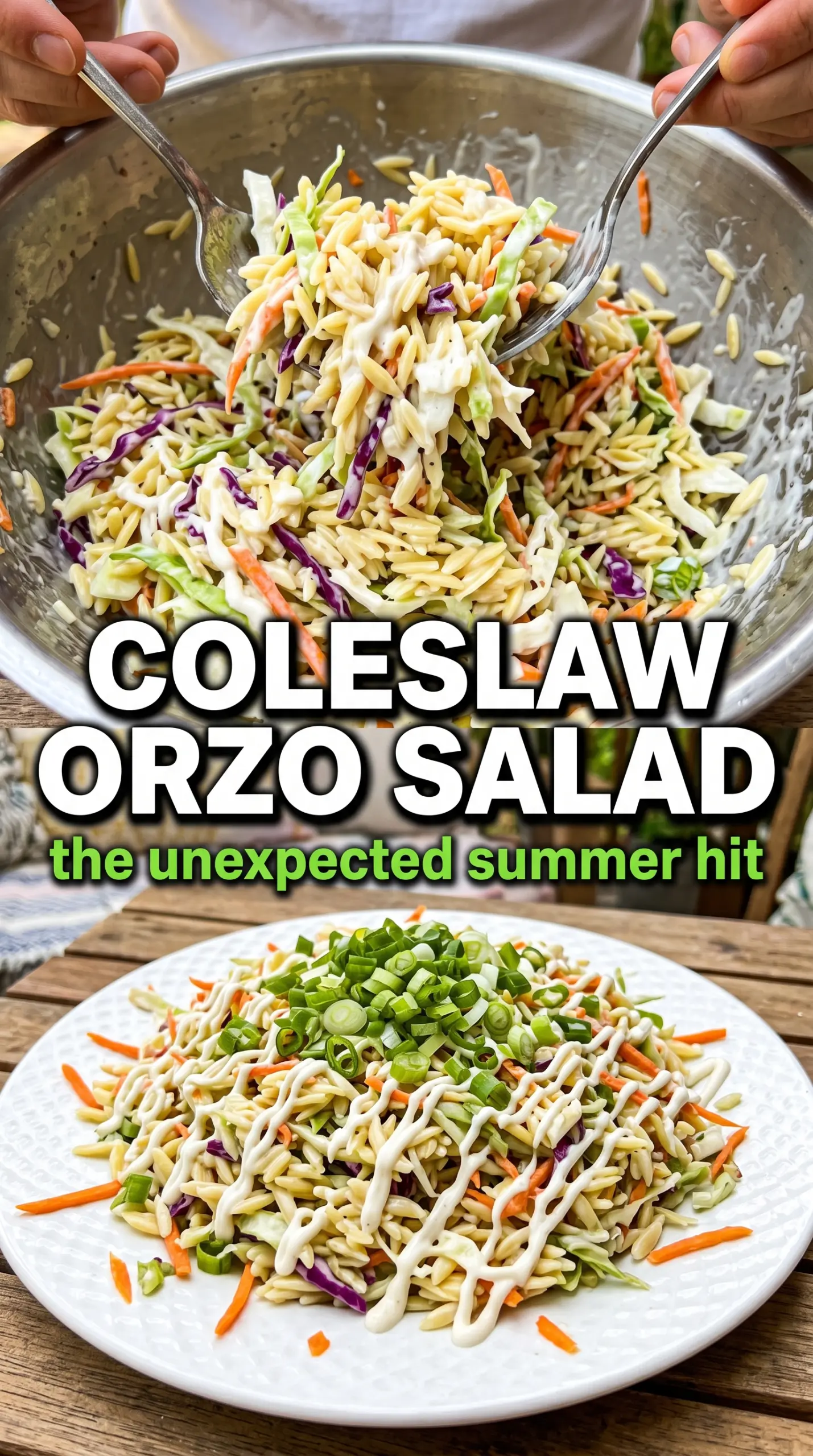 Coleslaw orzo salad crunchy tangy
