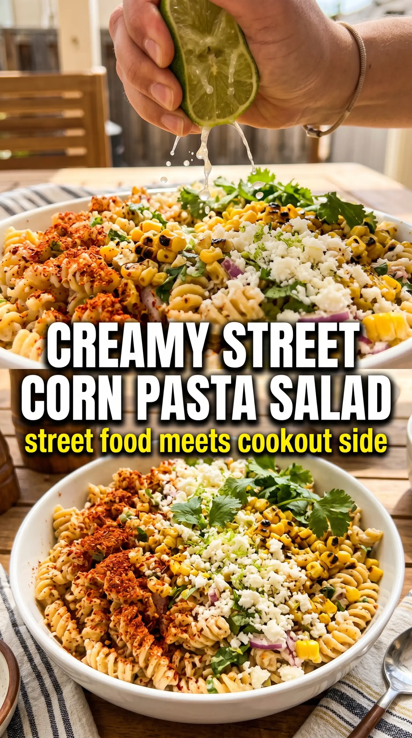 Creamy Street Corn Pasta Salad charred creamy cotija