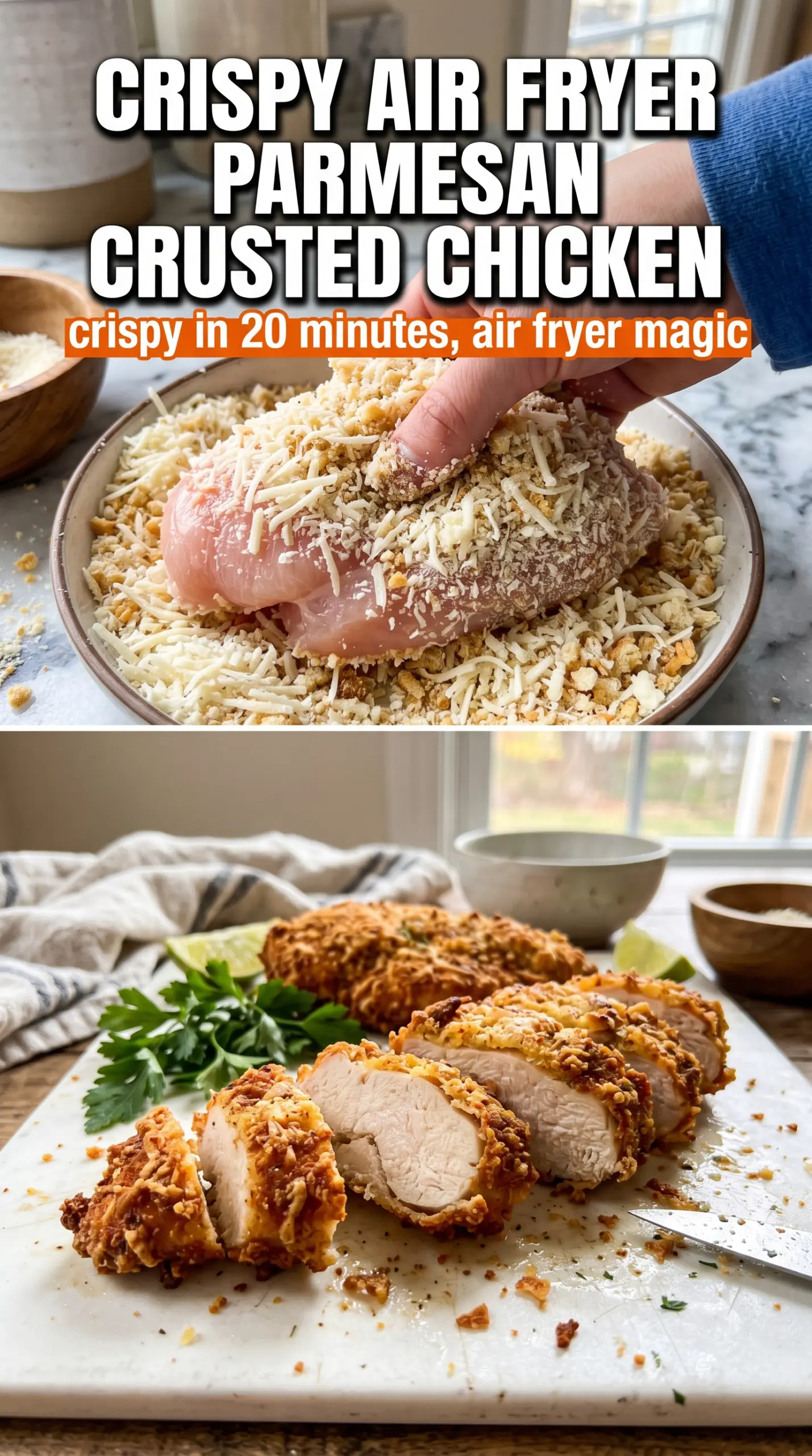 Crispy Air Fryer Parmesan Crusted Chicken golden crunchy juicy