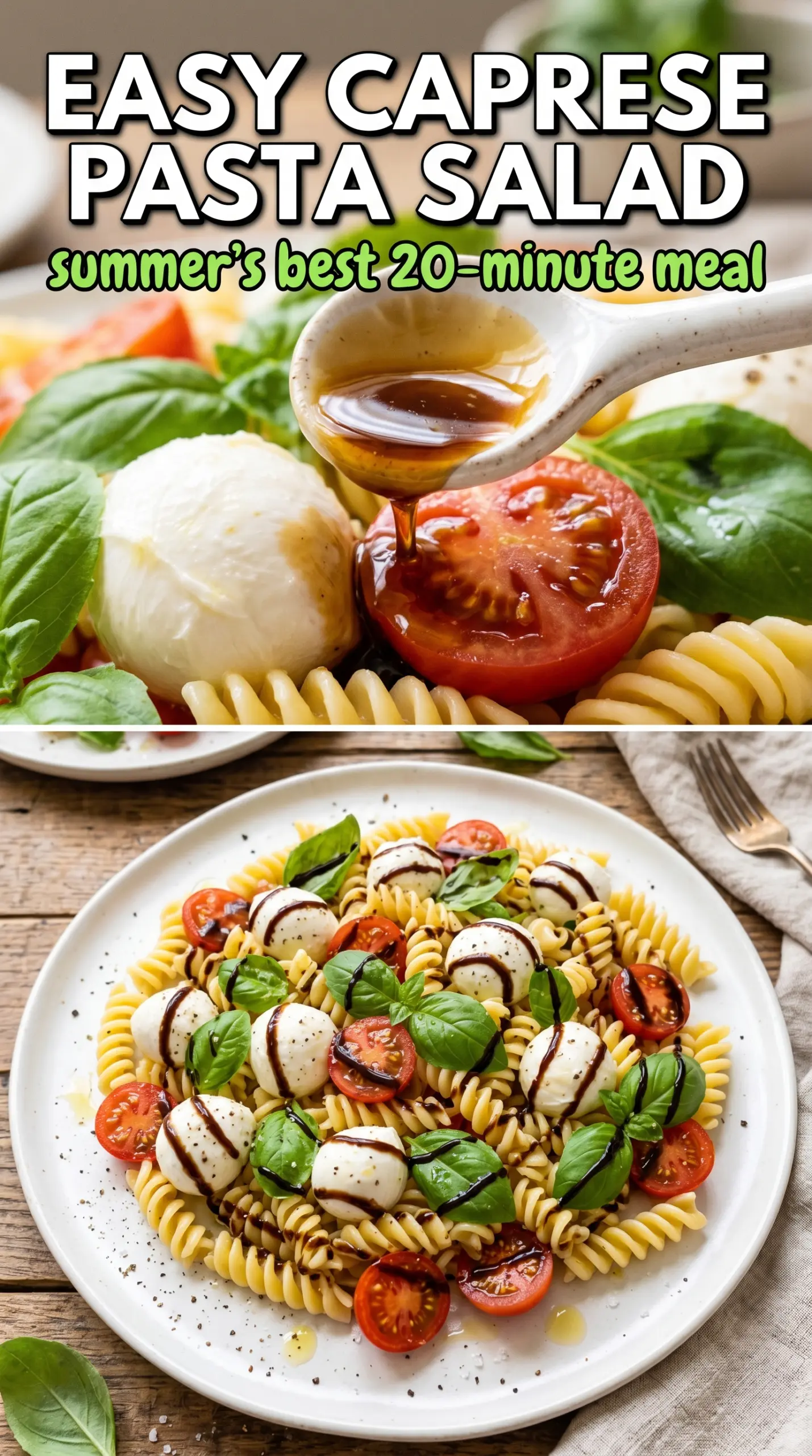 Easy Caprese Pasta Salad fresh mozzarella tomatoes basil