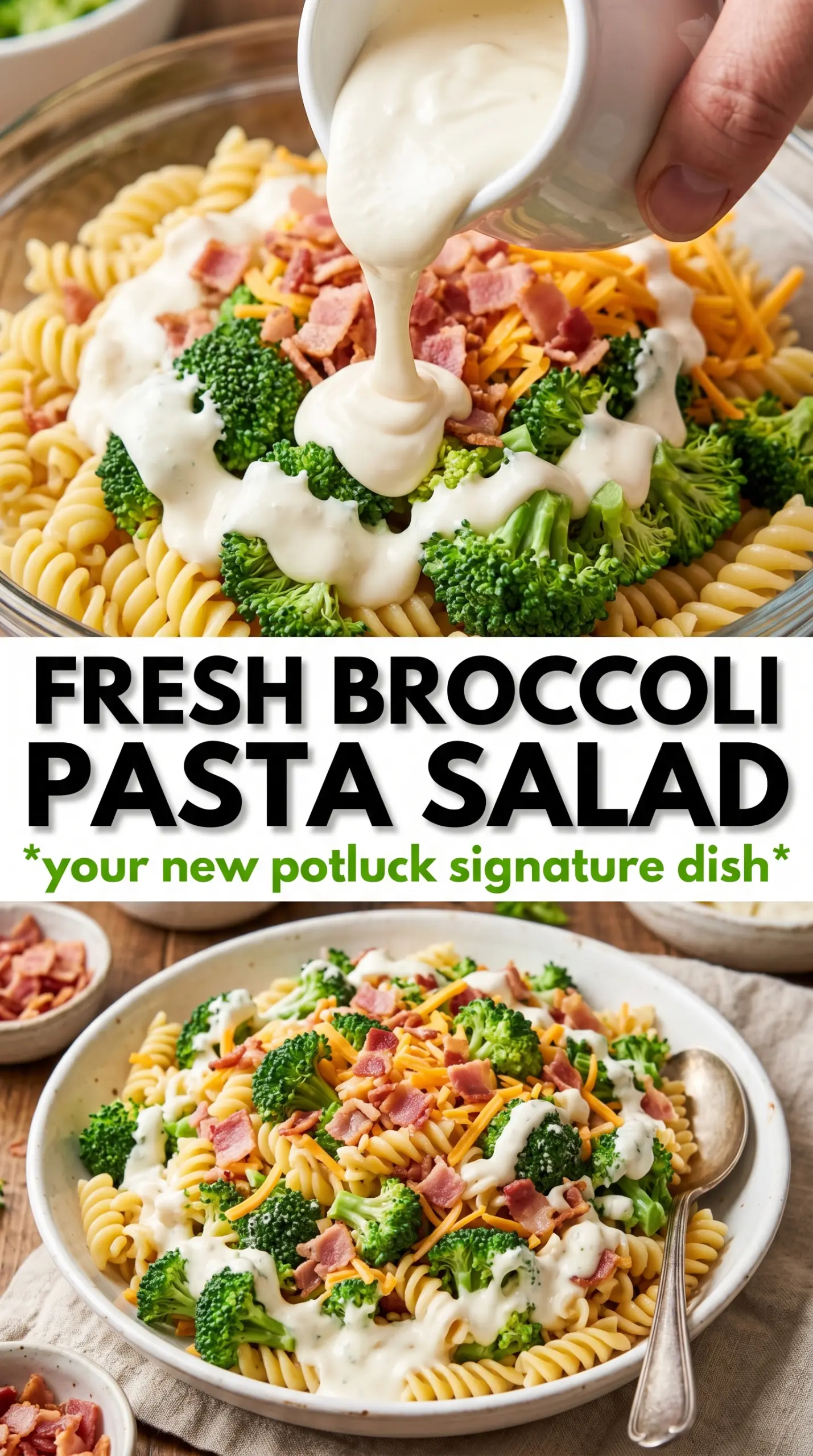 Pasta salad with vegetables and dressing
