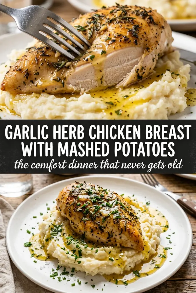 Garlic Herb Chicken Breast with Mashed Potatoes