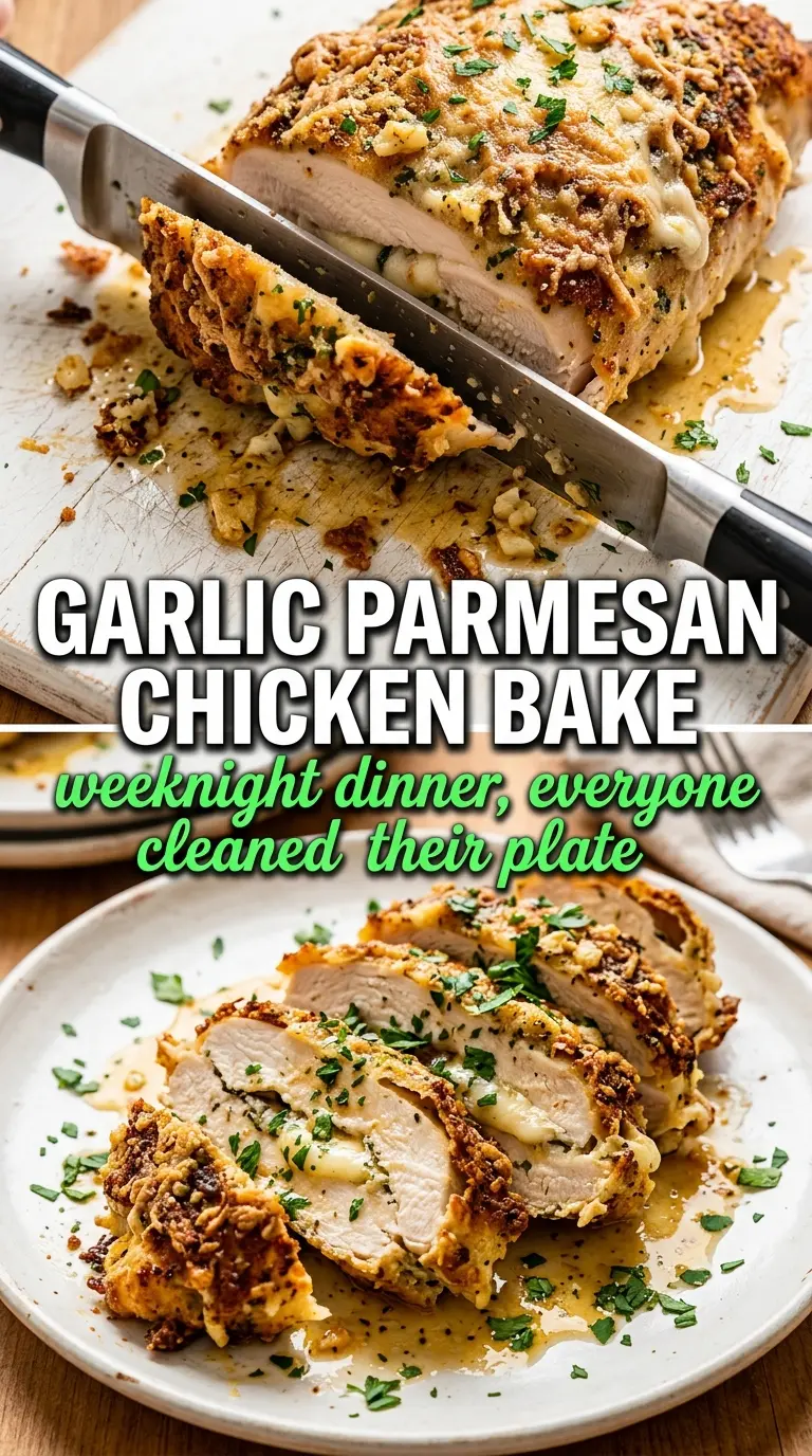 Garlic Parmesan Chicken Bake golden crusted