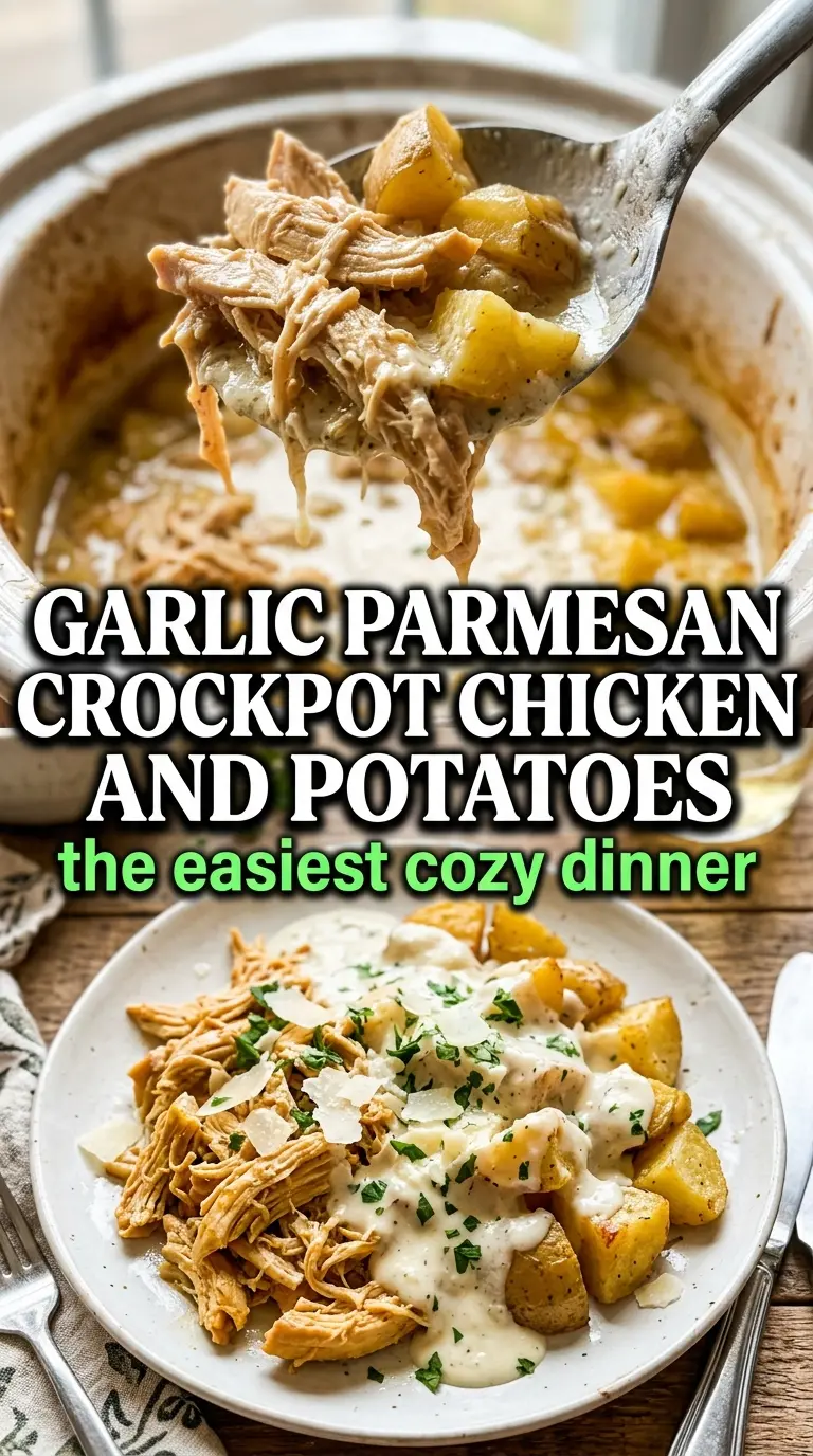 Garlic Parmesan Crockpot Chicken and Potatoes creamy slow cooker dinner