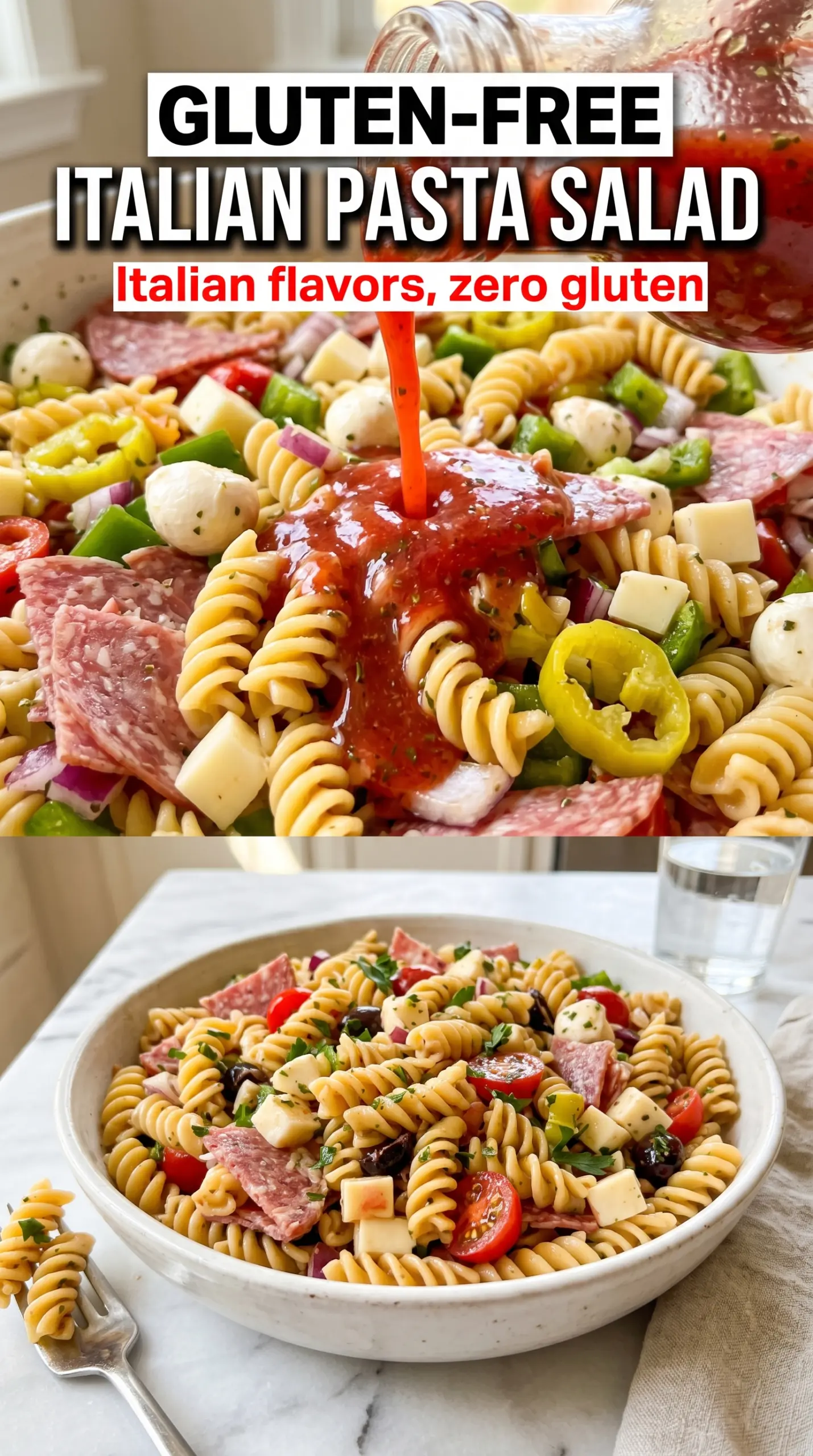 Gluten-free Italian Pasta Salad colorful zesty chilled
