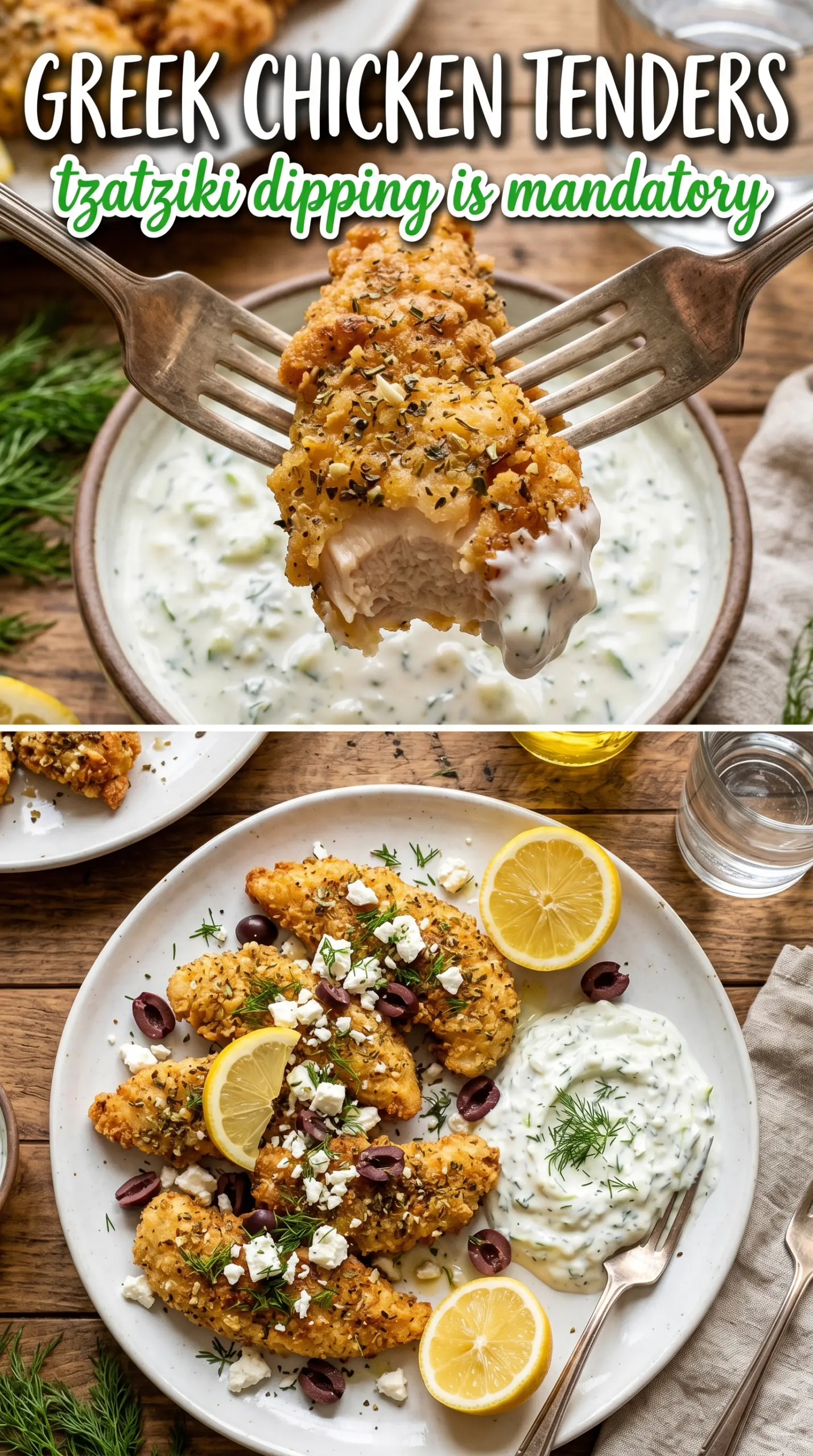 Greek Chicken Tenders lemon-oregano tzatziki