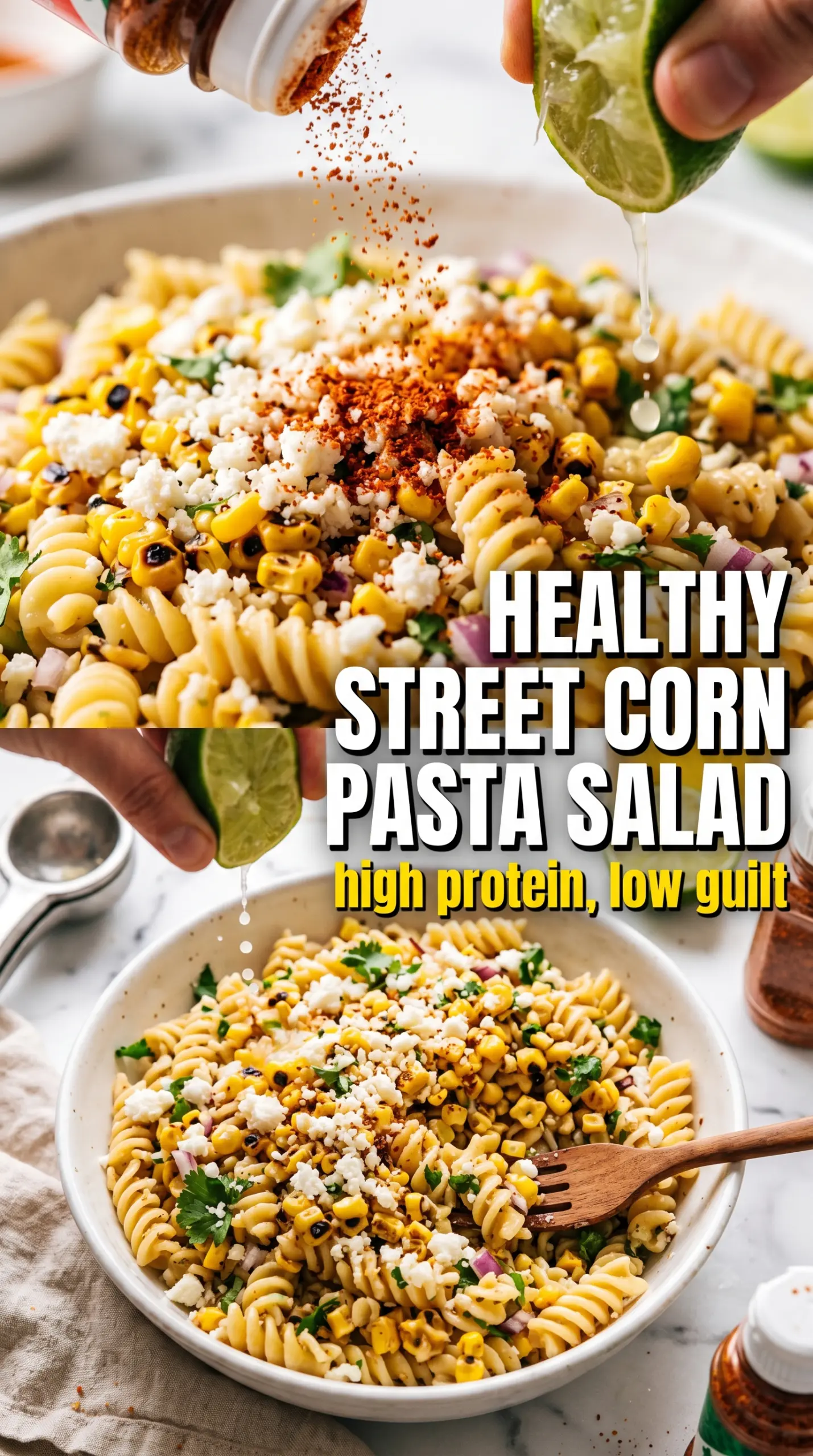 Pasta salad with vegetables and dressing