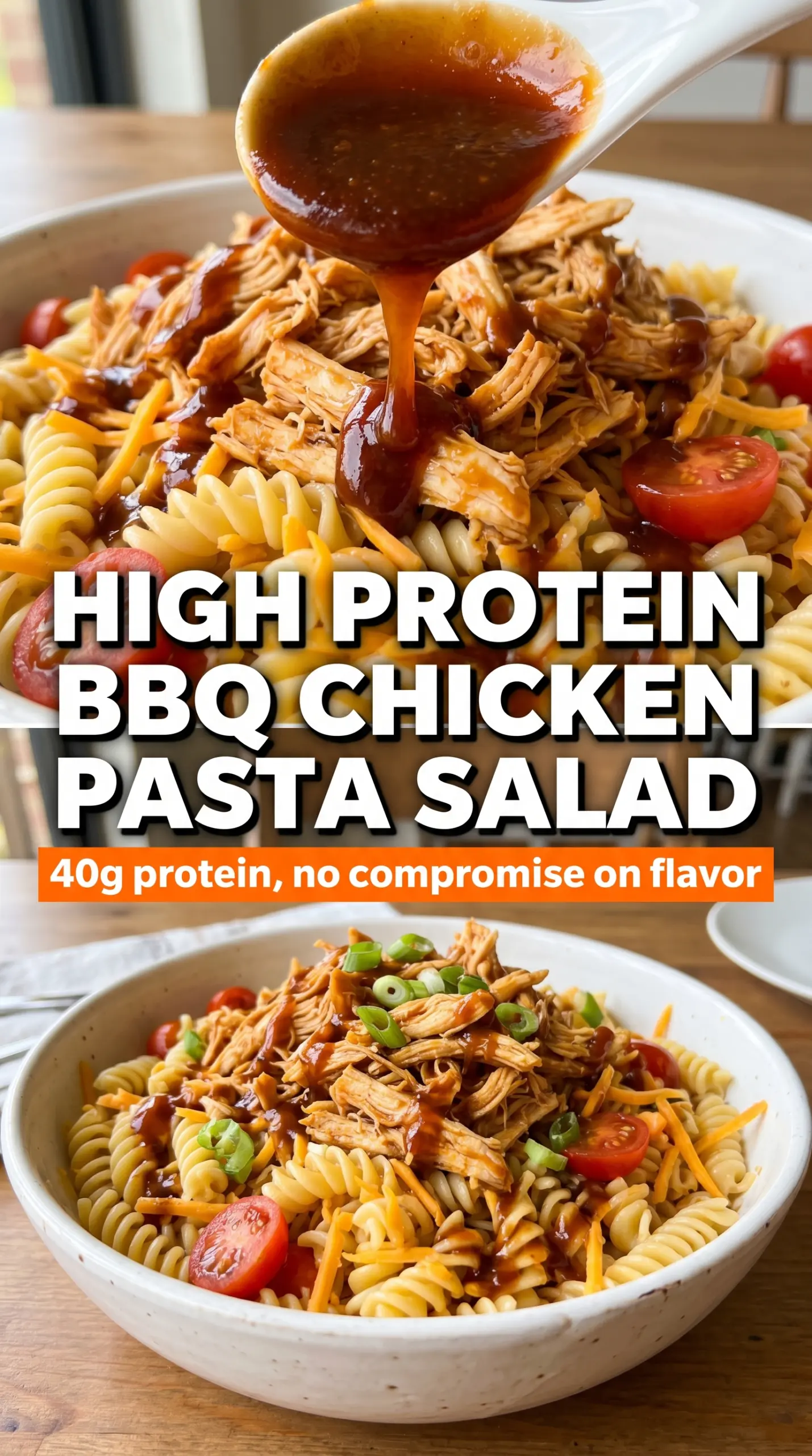 Pasta salad with vegetables and dressing
