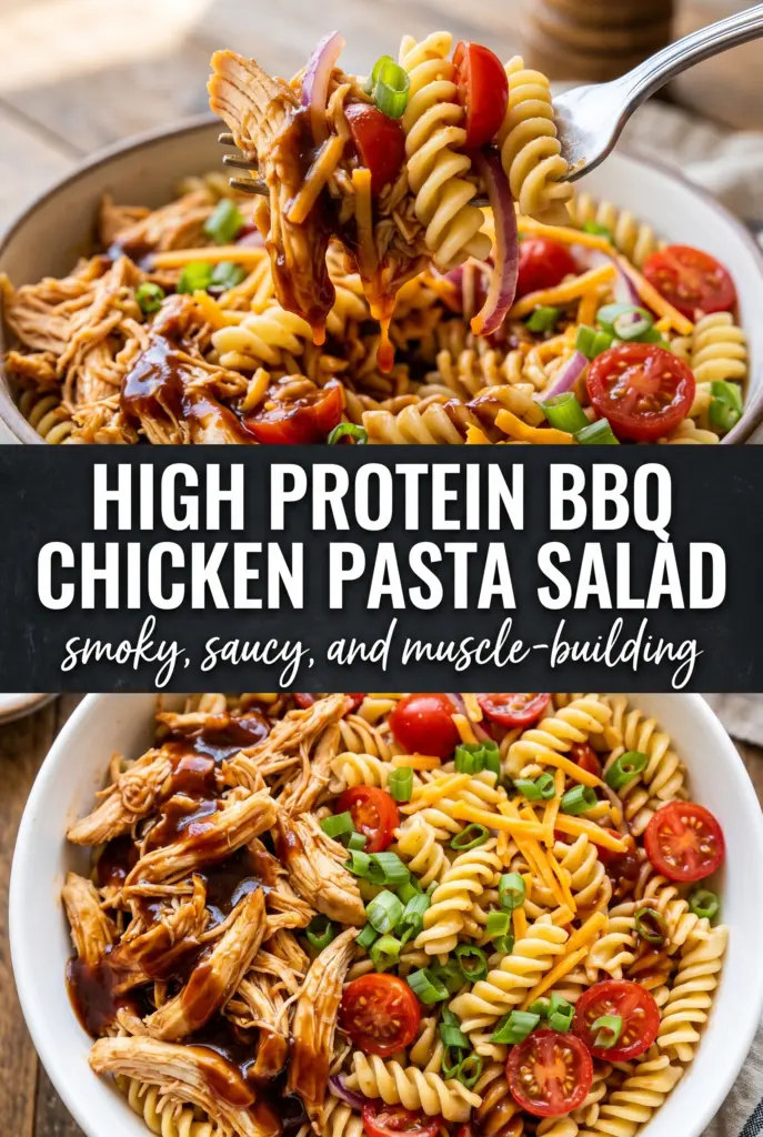 High Protein BBQ Chicken Pasta Salad