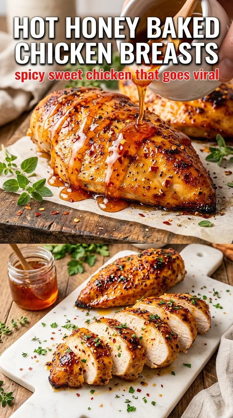 Hot honey baked chicken breasts sticky glazed