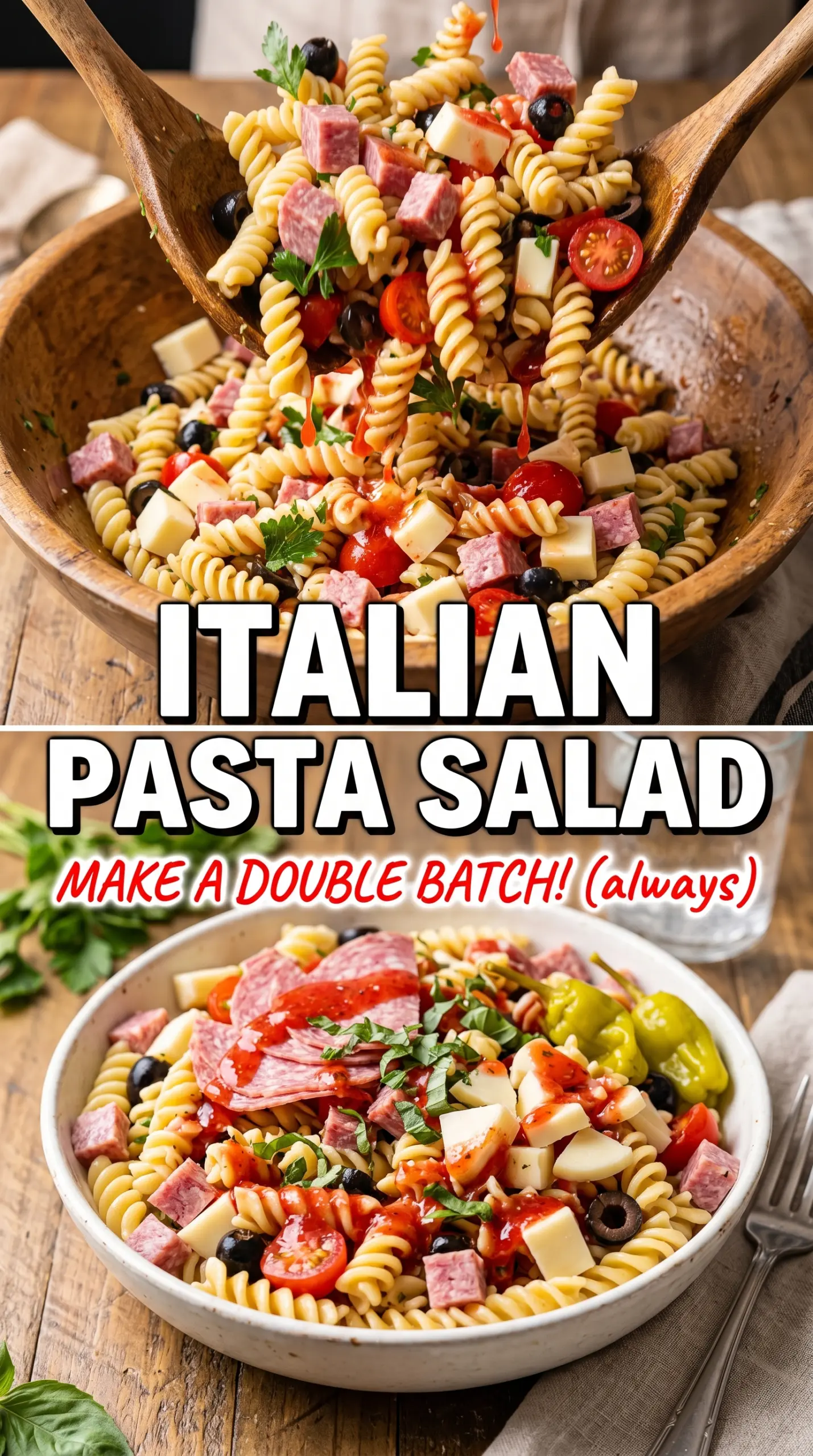 Pasta salad with vegetables and dressing