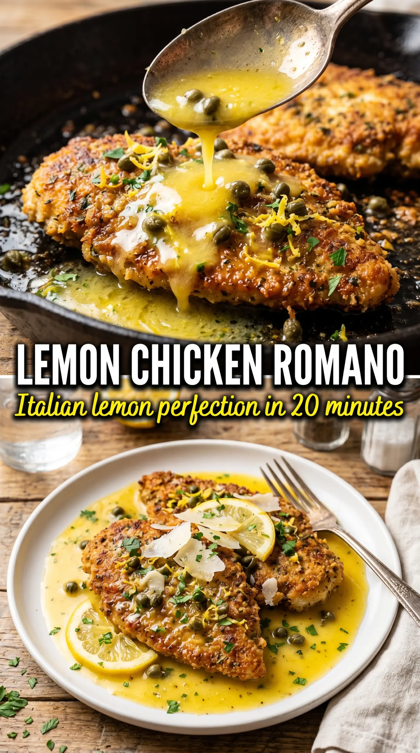 Lemon Chicken Romano crispy golden cutlets