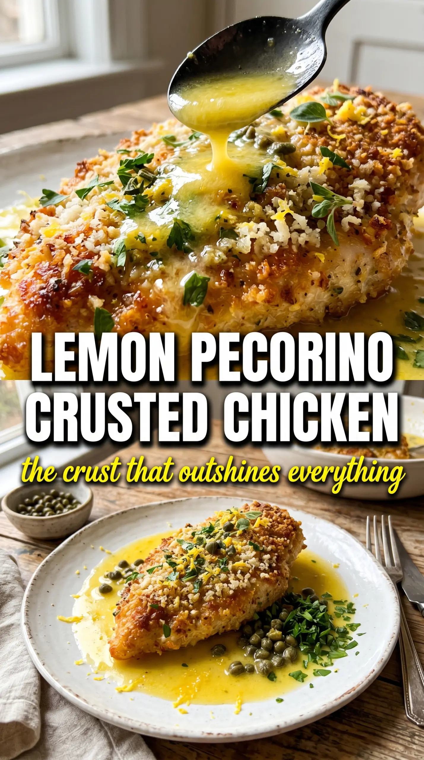 Cooked chicken with sauce and herbs