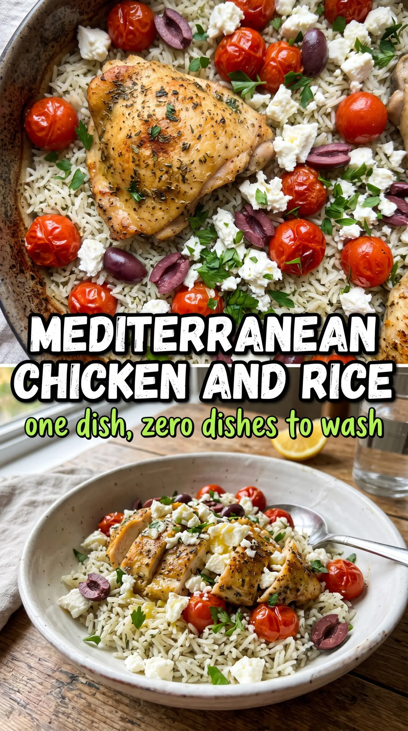 Mediterranean Chicken and Rice golden lemony baked