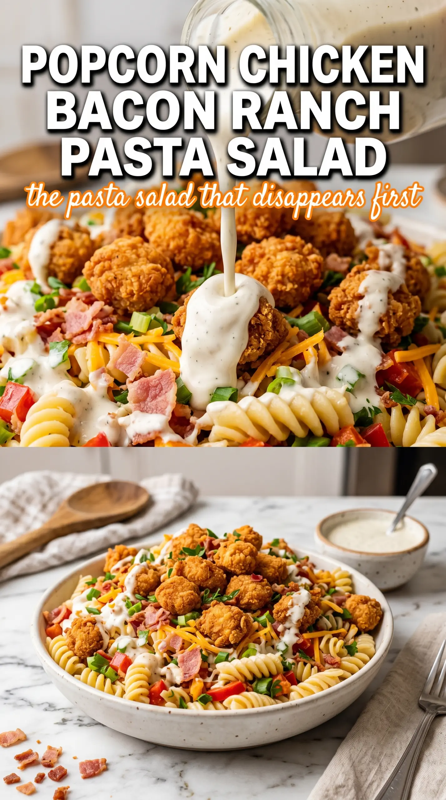 Pasta salad with vegetables and dressing