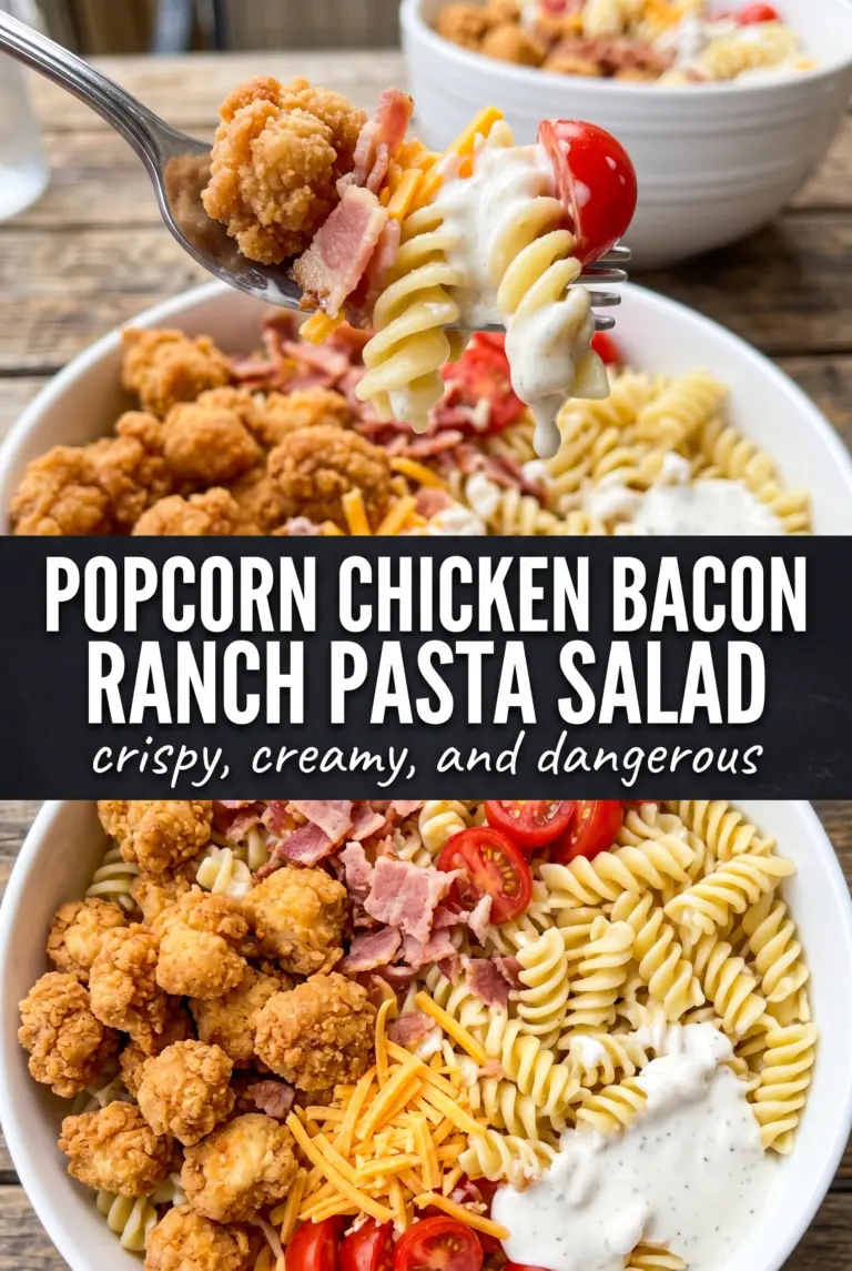 Popcorn Chicken Bacon Ranch Pasta Salad