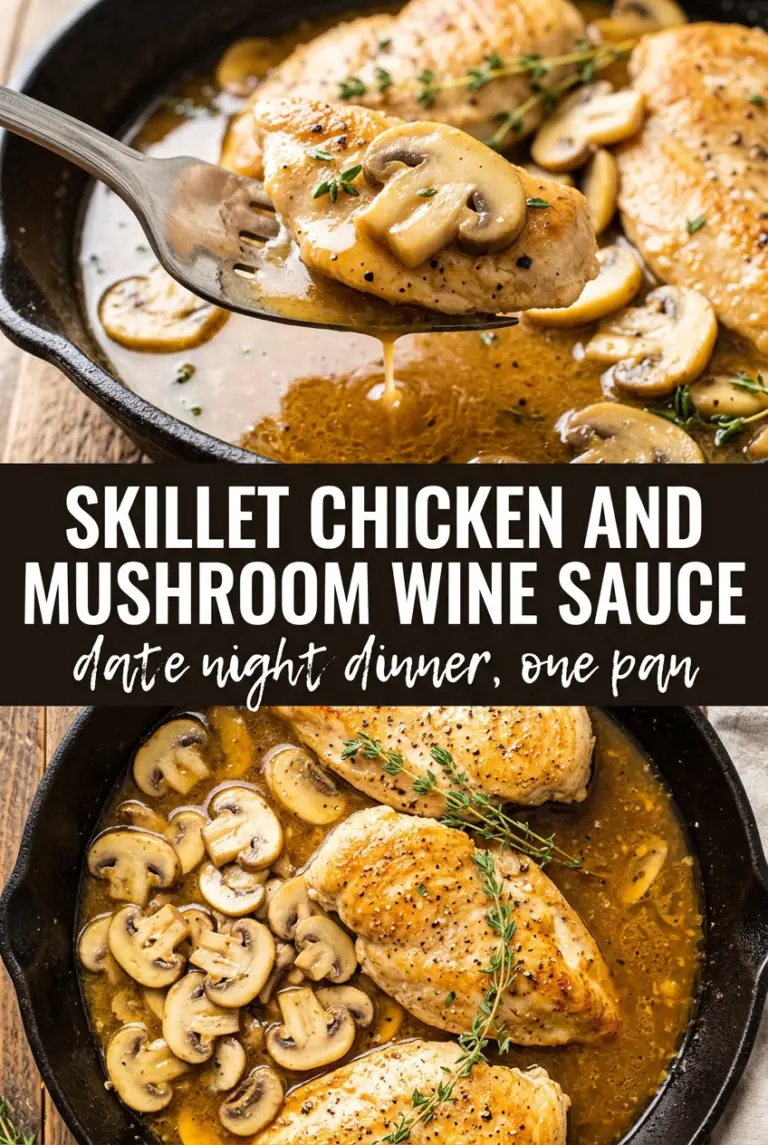 Skillet Chicken and Mushroom Wine Sauce