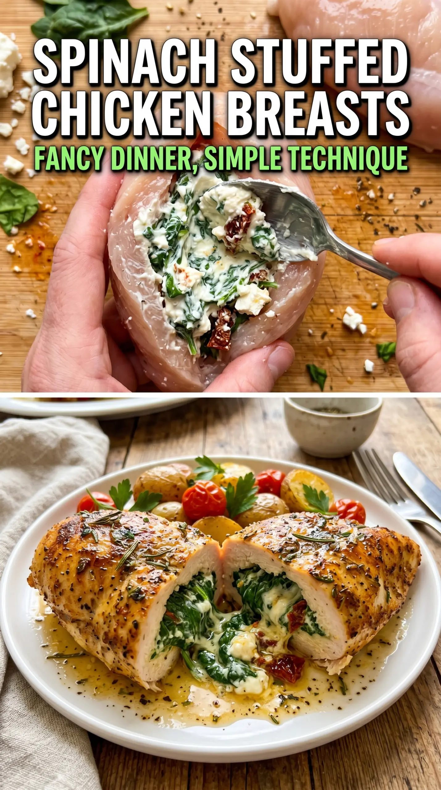 Spinach Stuffed Chicken Breasts creamy savory golden