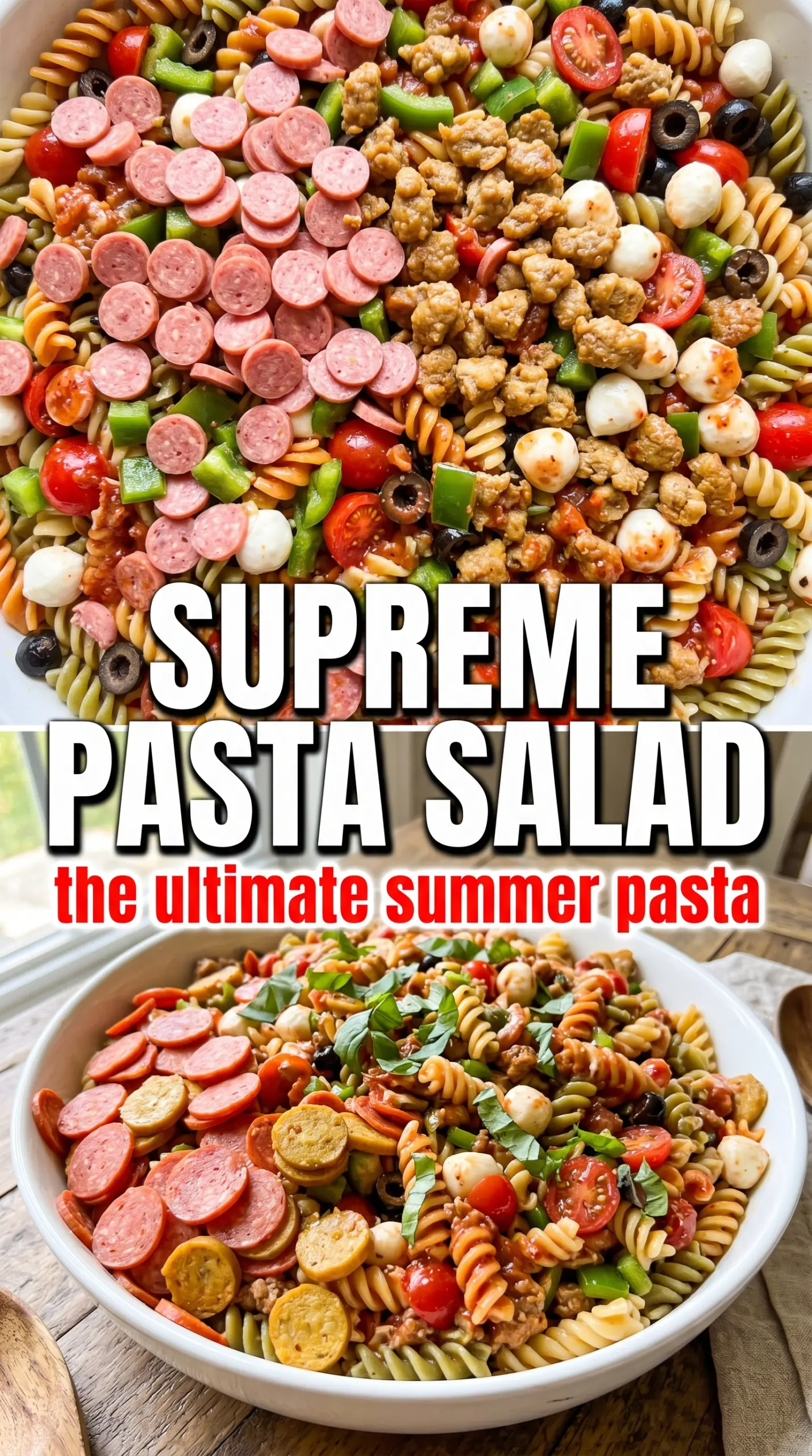 Pasta salad with vegetables and dressing