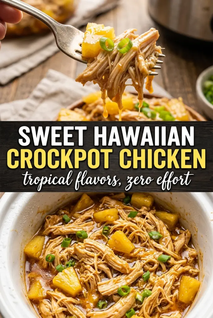<p>Sticky, sweet Hawaiian crockpot chicken turns into the kind of dinner people keep circling back to because it hits that perfect middle ground: tender shredded chicken, glossy pineapple sauce, and enough savory depth that it never tastes flat. The slow cooker does most of the work, but the last 20 minutes matter just as much as the long simmer, because that’s what turns a thin sweet-and-sour sauce into a glaze that clings to every bite.</p><p>This version leans on pineapple juice for brightness, soy sauce for salt, and a little ketchup for body and color. Brown sugar gives the sauce that caramel edge you expect from Hawaiian-style chicken, while rice vinegar keeps it from getting cloying. I use thighs instead of breasts because they stay juicy through a long cook and shred into softer, silkier strands.</p><p>Below you’ll find the small details that make a big difference, including how to thicken the sauce without turning it gummy and what to swap if you need a gluten-free version.</p><div style="position:relative;background:#fffaf5;border:1px solid #f0e0cc;border-radius:8px;padding:28px 28px 20px 36px;margin:28px 0;box-shadow:0 2px 8px rgba(0,0,0,0.06);"><span style="position:absolute;top:12px;left:16px;font-size:52px;line-height:1;color:#e07b39;opacity:0.25;font-family:Georgia,serif;">&ldquo;</span><p style="margin:0 0 12px;font-style:italic;font-size:1.05em;color:#3a3a3a;line-height:1.65;">The sauce thickened into that sticky glaze I was hoping for, and the pineapple stayed bright instead of mushy. My husband went back for seconds before I even sat down.</p><div style="display:flex;align-items:center;gap:10px;"><span style="color:#e07b39;font-size:0.95em;letter-spacing:1px;">★★★★★</span><span style="font-size:0.88em;color:#999;">— Melissa R.</span></div></div><div style="background:#f9f0f5;border:1px solid #e8c8d8;padding:16px 20px;margin:28px 0;border-radius:8px;display:flex;align-items:center;gap:16px;flex-wrap:wrap;"><svg xmlns="http://www.w3.org/2000/svg" width="30" height="30" viewBox="0 0 24 24" fill="#e60023" style="flex-shrink:0;"><path d="M12 0C5.373 0 0 5.373 0 12c0 5.084 3.163 9.426 7.627 11.174-.105-.949-.2-2.405.042-3.441.218-.937 1.407-5.965 1.407-5.965s-.359-.719-.359-1.782c0-1.668.967-2.914 2.171-2.914 1.023 0 1.518.769 1.518 1.69 0 1.029-.655 2.568-.994 3.995-.283 1.194.599 2.169 1.777 2.169 2.133 0 3.772-2.249 3.772-5.495 0-2.873-2.064-4.882-5.012-4.882-3.414 0-5.418 2.561-5.418 5.207 0 1.031.397 2.138.893 2.738a.36.36 0 0 1 .083.345l-.333 1.36c-.053.22-.174.267-.402.161-1.499-.698-2.436-2.889-2.436-4.649 0-3.785 2.75-7.262 7.929-7.262 4.163 0 7.398 2.967 7.398 6.931 0 4.136-2.607 7.464-6.227 7.464-1.216 0-2.359-.632-2.75-1.378l-.748 2.853c-.271 1.043-1.002 2.35-1.492 3.146C9.57 23.812 10.763 24 12 24c6.627 0 12-5.373 12-12S18.627 0 12 0z"/></svg><p style="margin:0;font-size:0.95em;color:#555;flex:1;min-width:180px;">Save this sweet Hawaiian crockpot chicken for the nights when you want sticky pineapple glaze and almost no hands-on work.</p><a id="pin-save-btn" href="#" style="background:#e60023;color:#fff;padding:9px 20px;border-radius:20px;text-decoration:none;font-size:0.88em;font-weight:700;white-space:nowrap;flex-shrink:0;letter-spacing:0.3px;">Save to Pinterest</a></div><script>(function(){var btn=document.getElementById('pin-save-btn');if(btn){btn.href='https://pinterest.com/pin/create/button/?url='+encodeURIComponent(window.location.href);btn.target='_blank';}})();</script><h2>The Part Most Slow Cooker Chicken Gets Wrong: Too Much Liquid, Not Enough Glaze</h2><p>The biggest mistake with pineapple chicken in the slow cooker is treating it like a braise instead of a sauce that needs to reduce. Pineapple releases juice, the chicken gives off moisture, and if you start with too much liquid, you end up with a thin, sweet broth instead of that sticky coating people want. The sauce in this recipe starts balanced and finishes thickened on high heat, which is what gives it that clingy, takeout-style finish.</p><p>Chicken thighs hold up better than breasts here because they can spend hours in the slow cooker without drying out or turning stringy in a bad way. They shred cleanly once tender, and the fat in the thighs helps the sauce taste richer even though the ingredient list stays simple.</p><ul><li><strong>Pineapple juice</strong> — Reserve some from the can and use it in the sauce. That bright, acidic sweetness is part of the dish’s backbone, and bottled pineapple juice often tastes flatter and sweeter than the canning liquid.</li><li><strong>Soy sauce</strong> — This is what keeps the dish from tasting like dessert. Use regular soy sauce for the best balance, or low-sodium if you want more control over the salt level.</li><li><strong>Brown sugar</strong> — It deepens the sauce and helps it glaze at the end. White sugar works in a pinch, but you lose that molasses note that makes the sauce taste rounder.</li><li><strong>Cornstarch slurry</strong> — Don’t skip the final thickening step. The sauce won’t turn glossy until the starch has a few minutes to cook out and bloom in the heat.</li></ul><h2>What Each Ingredient Is Actually Doing in This Chicken Recipe</h2><figure style="margin:32px 0;"><img src="[IMAGE_URL]" alt="Cooked chicken with sauce and herbs" data-pin-media="[IMAGE_URL]" style="width:100%;height:auto;display:block;border-radius:8px;" loading="lazy"/></figure><ul><li><strong>Chicken (the foundation)</strong> — Quality chicken starts with good sourcing. Even simple seasoning tastes better on good meat.</li><li><strong>Olive oil or butter (the cooking medium)</strong> — Fat carries flavors and keeps chicken from drying. It’s also what makes food taste delicious.</li><li><strong>Salt and pepper (proper seasoning)</strong> — Season generously; underseasoned chicken tastes bland. Apply inside and outside so the seasoning penetrates.</li><li><strong>Garlic and onion (the aromatic base)</strong> — These add depth and complexity. They sweeten slightly when cooked, becoming mellow and round.</li><li><strong>Acid (lemon, vinegar, wine, or tomato)</strong> — This brightens the dish and prevents it from tasting heavy. It also helps balance rich sauces.</li><li><strong>Fresh herbs or spices (the character)</strong> — These define the personality of the dish. Choose ones that complement your other flavors.</li><li><strong>Cream or sauce base (optional richness)</strong> — A sauce keeps the chicken moist and flavorful. Make sure it’s balanced with acid and herbs.</li><li><strong>Proper cooking technique (the final step)</strong> — Whether baking, pan-searing, or simmering, the right method ensures juicy, tender results without drying out the meat.</li></ul><h2>How to Build the Sauce So It Turns Sticky Instead of Watery</h2><p>Place the chicken in the slow cooker first, then pour the mixed sauce over the top so every piece gets coated without needing a lot of stirring. The pineapple chunks go on top, not under the chicken, which helps them keep their shape and keeps the sauce from becoming cloudy. If you bury them too deep, they soften too much and disappear into the sauce.</p><p>Cook on low if you have the time. That gentler heat gives the thighs a softer texture and keeps the sauce from shrinking too fast around the edges. When the chicken shreds easily, pull it apart right in the slow cooker, stir in the cornstarch slurry, and cook uncovered on high until the sauce looks glossy and lightly pooled around the chicken instead of thin and soupy. If it still looks loose, give it another 10 minutes. The sauce thickens as it cools, but it should already coat a spoon before you serve it.</p><h2>Three Ways to Make It Fit the Night You’re Having</h2><div style="margin:28px 0;display:flex;flex-direction:column;gap:12px;"><div style="background:#fafafa;border-radius:8px;padding:20px 24px;border:1px solid #e8e8e8;"><h3 style="margin:0 0 10px;font-size:1em;color:#2a2a2a;">Gluten-Free Version</h3><p style="margin:0;font-size:0.95em;color:#555;line-height:1.7;">Swap the soy sauce for tamari or a certified gluten-free soy sauce. The flavor stays salty and savory, and the sauce still reduces the same way, so you don’t lose the sticky finish.</p></div><div style="background:#fafafa;border-radius:8px;padding:20px 24px;border:1px solid #e8e8e8;"><h3 style="margin:0 0 10px;font-size:1em;color:#2a2a2a;">Using Chicken Breasts Instead of Thighs</h3><p style="margin:0;font-size:0.95em;color:#555;line-height:1.7;">Chicken breasts work if that’s what you have, but they need a shorter cook and a little more attention. Start checking early on the low end of the timing window, because breasts dry out fast once they go past tender.</p></div><div style="background:#fafafa;border-radius:8px;padding:20px 24px;border:1px solid #e8e8e8;"><h3 style="margin:0 0 10px;font-size:1em;color:#2a2a2a;">Less-Sweet, More-Savory Sauce</h3><p style="margin:0;font-size:0.95em;color:#555;line-height:1.7;">Cut the brown sugar back by 1 to 2 tablespoons and add a splash more vinegar. That keeps the pineapple front and center but pulls the sauce away from candy-sweet territory.</p></div><div style="background:#fafafa;border-radius:8px;padding:20px 24px;border:1px solid #e8e8e8;"><h3 style="margin:0 0 10px;font-size:1em;color:#2a2a2a;">Storage and Reheating</h3><ul style="margin:0;padding-left:18px;font-size:0.95em;color:#555;line-height:1.8;"><li><strong>Refrigerator:</strong> Store leftovers in an airtight container for up to 4 days. The sauce thickens as it chills, which helps the chicken stay moist.</li><li><strong>Freezer:</strong> It freezes well for up to 2 months. Cool it completely first, then freeze in flat portions so it thaws evenly.</li><li><strong>Reheating:</strong> Warm it gently on the stovetop or in the microwave with a splash of water if needed. Don’t blast it on high heat, or the sauce can tighten up and the chicken can dry out at the edges.</li></ul></div></div><h2>Questions I Get Asked About This Recipe</h2><div style="margin:28px 0;display:flex;flex-direction:column;gap:8px;"><details style="background:#fafafa;border:1px solid #e8e8e8;border-radius:8px;overflow:hidden;" itemscope itemprop="mainEntity" itemtype="https://schema.org/Question"><summary itemprop="name" style="padding:16px 20px;cursor:pointer;font-weight:600;font-size:0.97em;color:#2a2a2a;list-style:none;display:flex;justify-content:space-between;align-items:center;">Can I use fresh pineapple instead of canned pineapple?<span style="font-size:1.1em;color:#aaaaaa;flex-shrink:0;margin-left:12px;">+</span></summary><div itemscope itemprop="acceptedAnswer" itemtype="https://schema.org/Answer"><p itemprop="text" style="margin:0;padding:0 20px 18px;font-size:0.95em;color:#555;line-height:1.7;">Yes, but you’ll need to replace the reserved pineapple juice with another liquid, like a little extra water mixed with a splash of pineapple juice or chicken broth. Fresh pineapple brings a brighter flavor, but canned pineapple is more consistent and gives you the juice that helps build the sauce.</p></div></details><details style="background:#fafafa;border:1px solid #e8e8e8;border-radius:8px;overflow:hidden;" itemscope itemprop="mainEntity" itemtype="https://schema.org/Question"><summary itemprop="name" style="padding:16px 20px;cursor:pointer;font-weight:600;font-size:0.97em;color:#2a2a2a;list-style:none;display:flex;justify-content:space-between;align-items:center;">How do I keep the chicken from getting dry in the slow cooker?<span style="font-size:1.1em;color:#aaaaaa;flex-shrink:0;margin-left:12px;">+</span></summary><div itemscope itemprop="acceptedAnswer" itemtype="https://schema.org/Answer"><p itemprop="text" style="margin:0;padding:0 20px 18px;font-size:0.95em;color:#555;line-height:1.7;">Use thighs if you can, and stick to the low setting when you have the time. The main thing is not overcooking it after it’s already tender; once the meat shreds easily, move on to the thickening step and stop there.</p></div></details><details style="background:#fafafa;border:1px solid #e8e8e8;border-radius:8px;overflow:hidden;" itemscope itemprop="mainEntity" itemtype="https://schema.org/Question"><summary itemprop="name" style="padding:16px 20px;cursor:pointer;font-weight:600;font-size:0.97em;color:#2a2a2a;list-style:none;display:flex;justify-content:space-between;align-items:center;">How do I thicken the sauce if it still looks thin?<span style="font-size:1.1em;color:#aaaaaa;flex-shrink:0;margin-left:12px;">+</span></summary><div itemscope itemprop="acceptedAnswer" itemtype="https://schema.org/Answer"><p itemprop="text" style="margin:0;padding:0 20px 18px;font-size:0.95em;color:#555;line-height:1.7;">Leave the lid off and keep it on high for a few more minutes. The cornstarch needs heat and a little reduction time to reach a glossy glaze, so if you stop too early it’ll stay loose instead of coating the chicken.</p></div></details><details style="background:#fafafa;border:1px solid #e8e8e8;border-radius:8px;overflow:hidden;" itemscope itemprop="mainEntity" itemtype="https://schema.org/Question"><summary itemprop="name" style="padding:16px 20px;cursor:pointer;font-weight:600;font-size:0.97em;color:#2a2a2a;list-style:none;display:flex;justify-content:space-between;align-items:center;">Can I make this sweet Hawaiian crockpot chicken ahead of time?<span style="font-size:1.1em;color:#aaaaaa;flex-shrink:0;margin-left:12px;">+</span></summary><div itemscope itemprop="acceptedAnswer" itemtype="https://schema.org/Answer"><p itemprop="text" style="margin:0;padding:0 20px 18px;font-size:0.95em;color:#555;line-height:1.7;">Yes. You can mix the sauce and store it separately, then combine everything in the slow cooker when you’re ready to cook. The finished chicken also reheats well, which makes it a strong leftover dinner for rice bowls or lunch the next day.</p></div></details></div><div id="recipe-card">[RECIPE_CARD_SHORTCODE]</div>