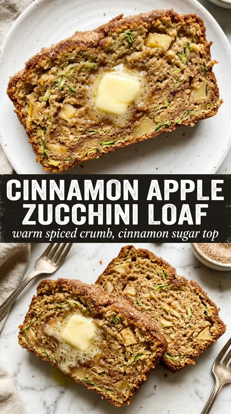 Apple Cinnamon Zucchini Bread with cinnamon swirl, tender crumb