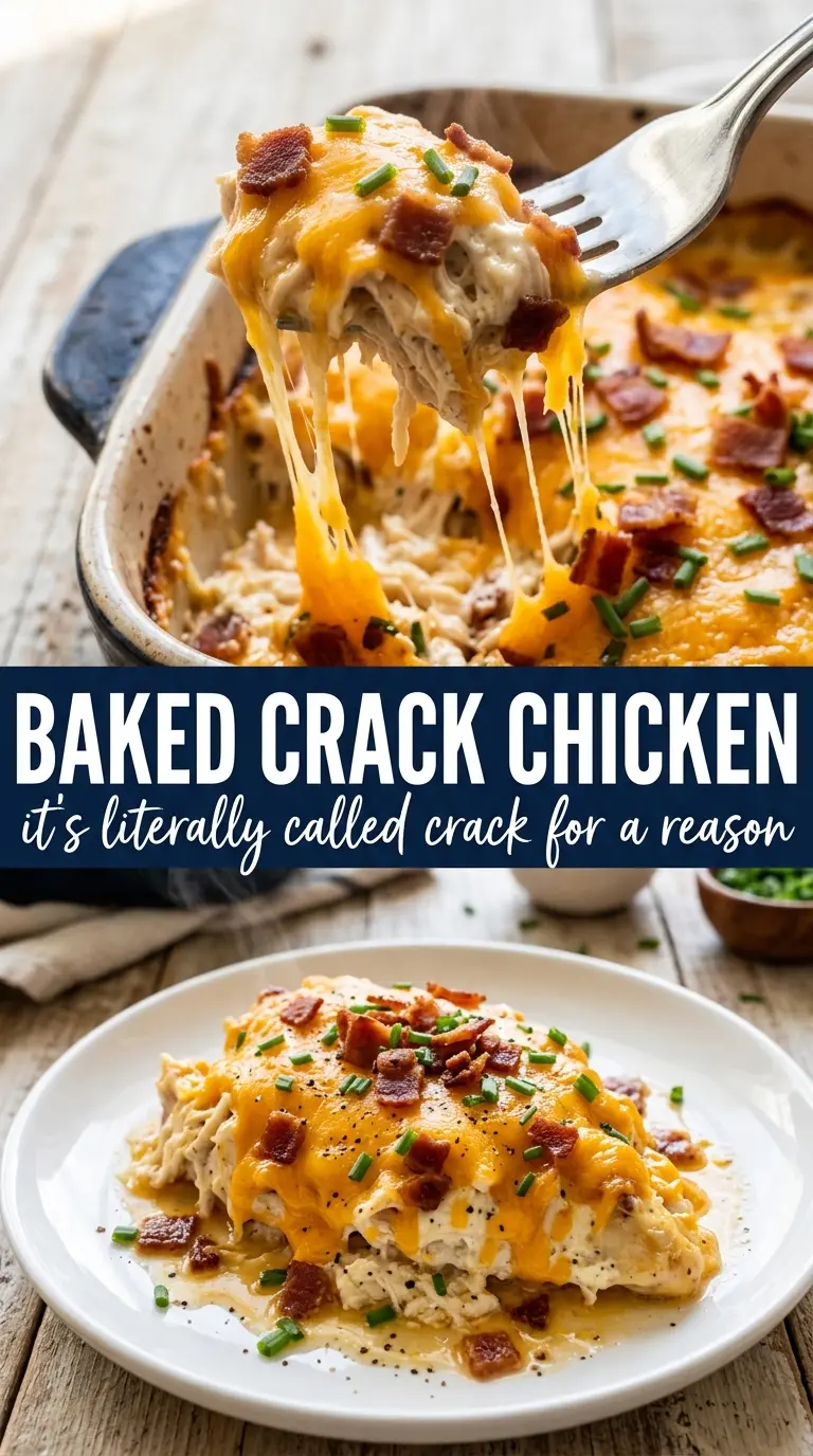 Baked Crack Chicken Breasts creamy ranch bacon cheddar