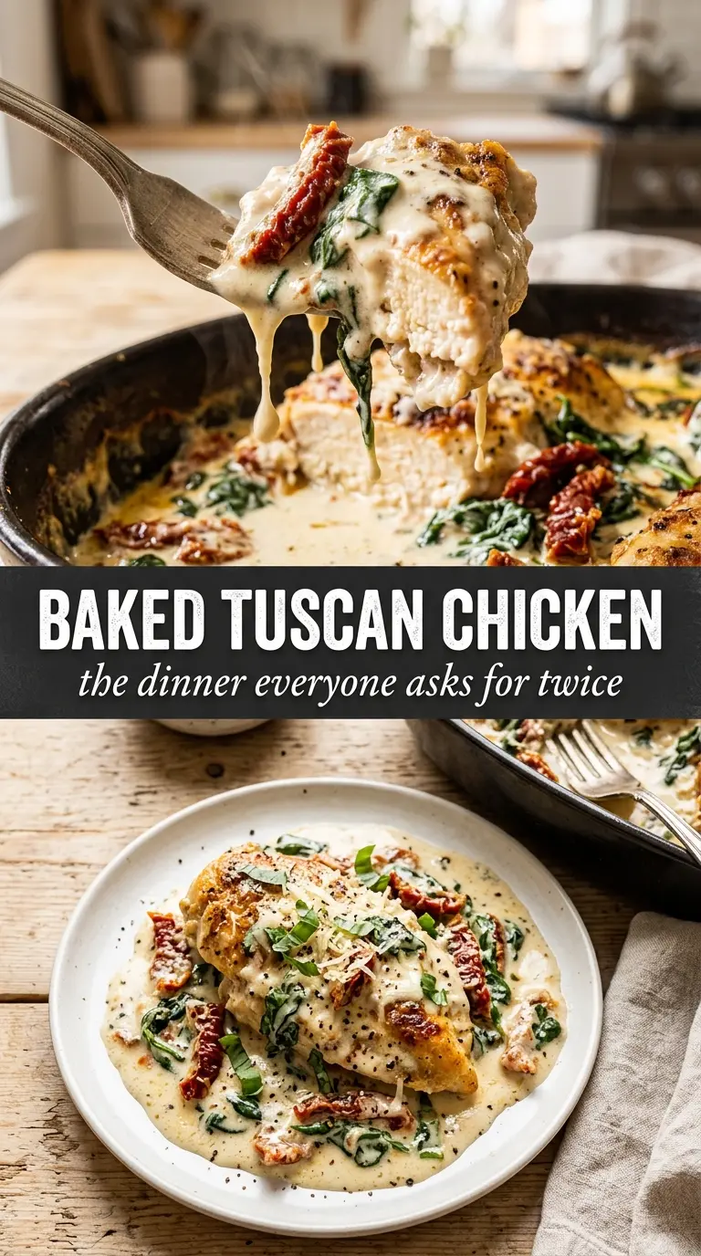 Baked Tuscan Chicken golden chicken creamy spinach